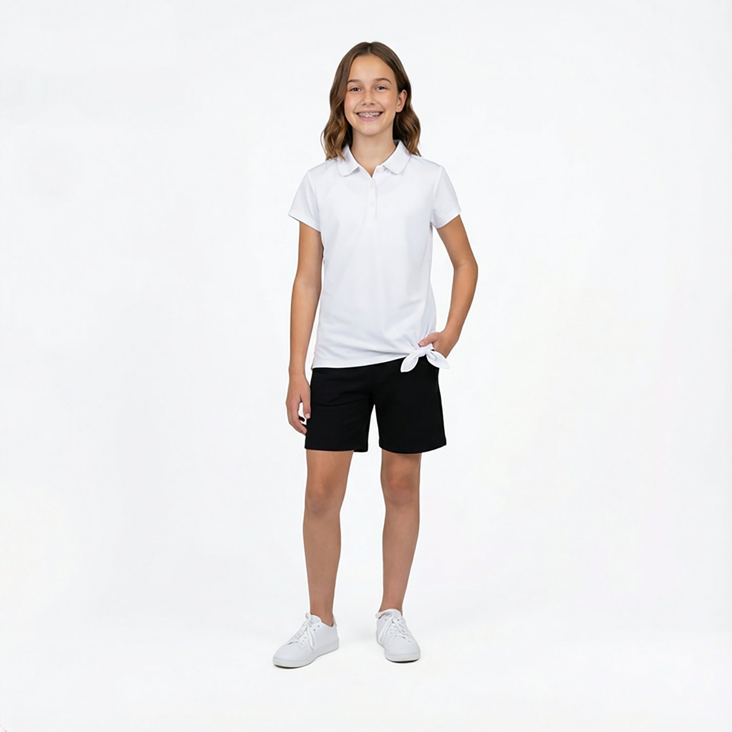 Nautica Girls' Performance Tie Front Plus Size Polo Shirt - view number 2