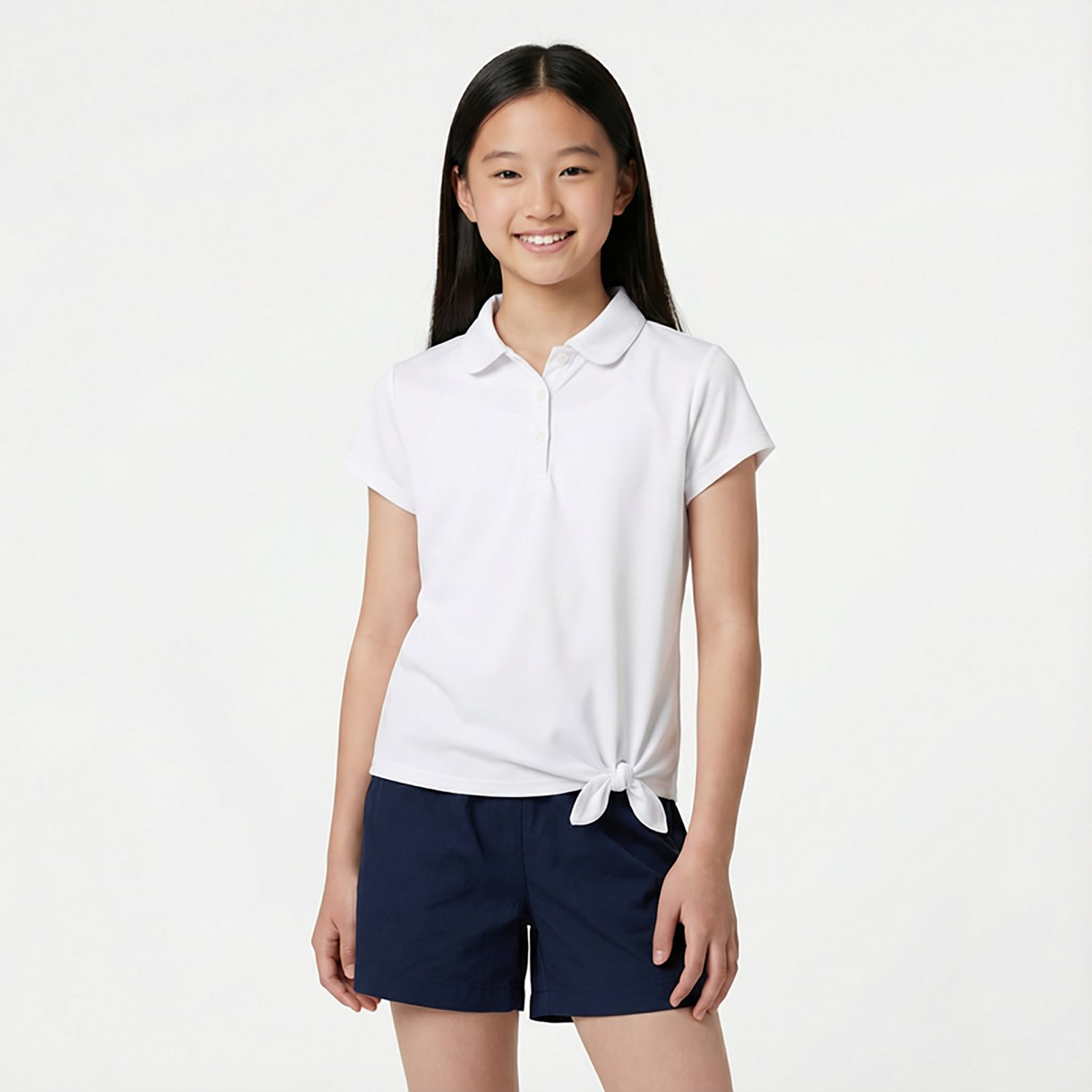 Nautica Girls' Performance Tie Front Plus Size Polo Shirt - view number 3