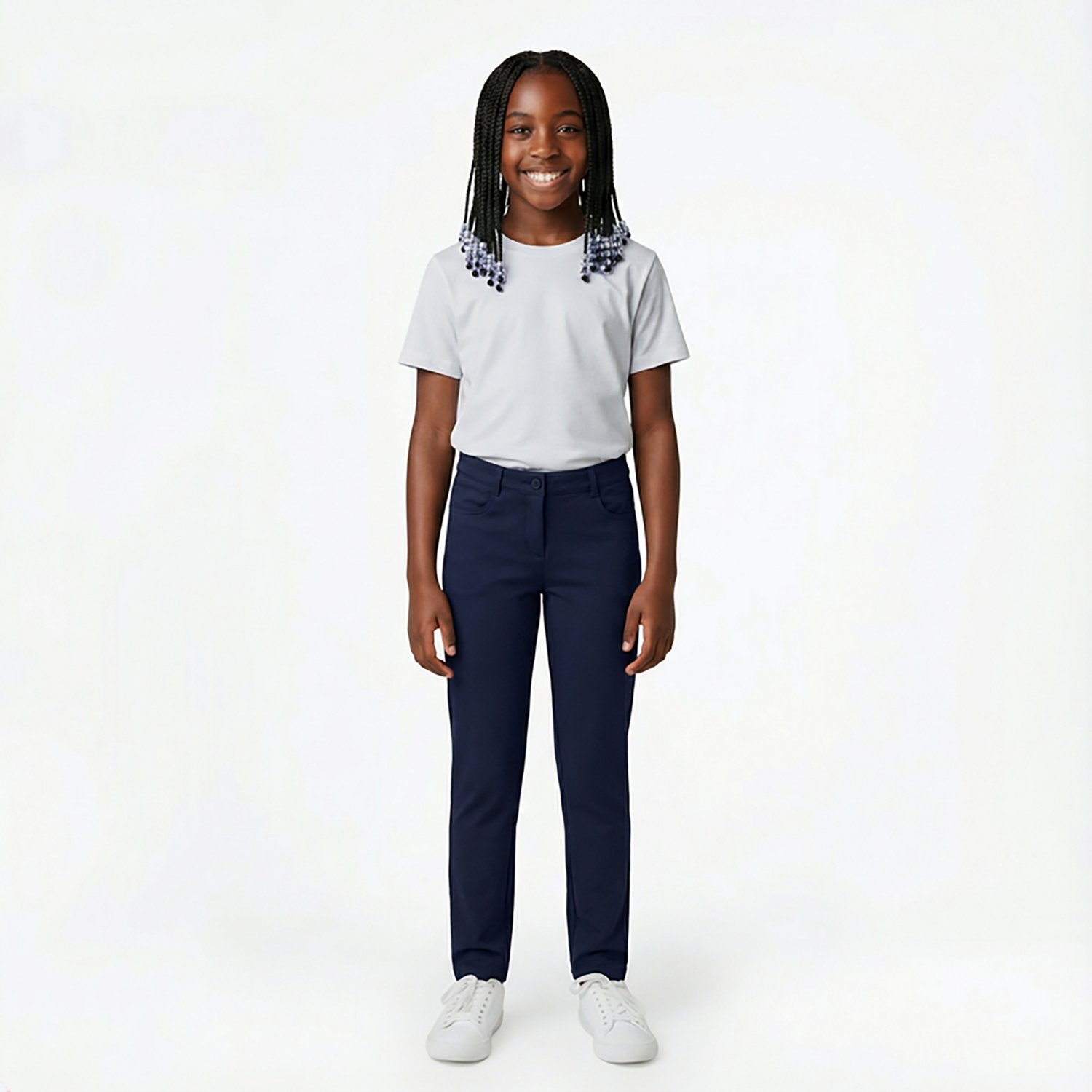 Nautica Girls' Sateen Plus Size Skinny Pants