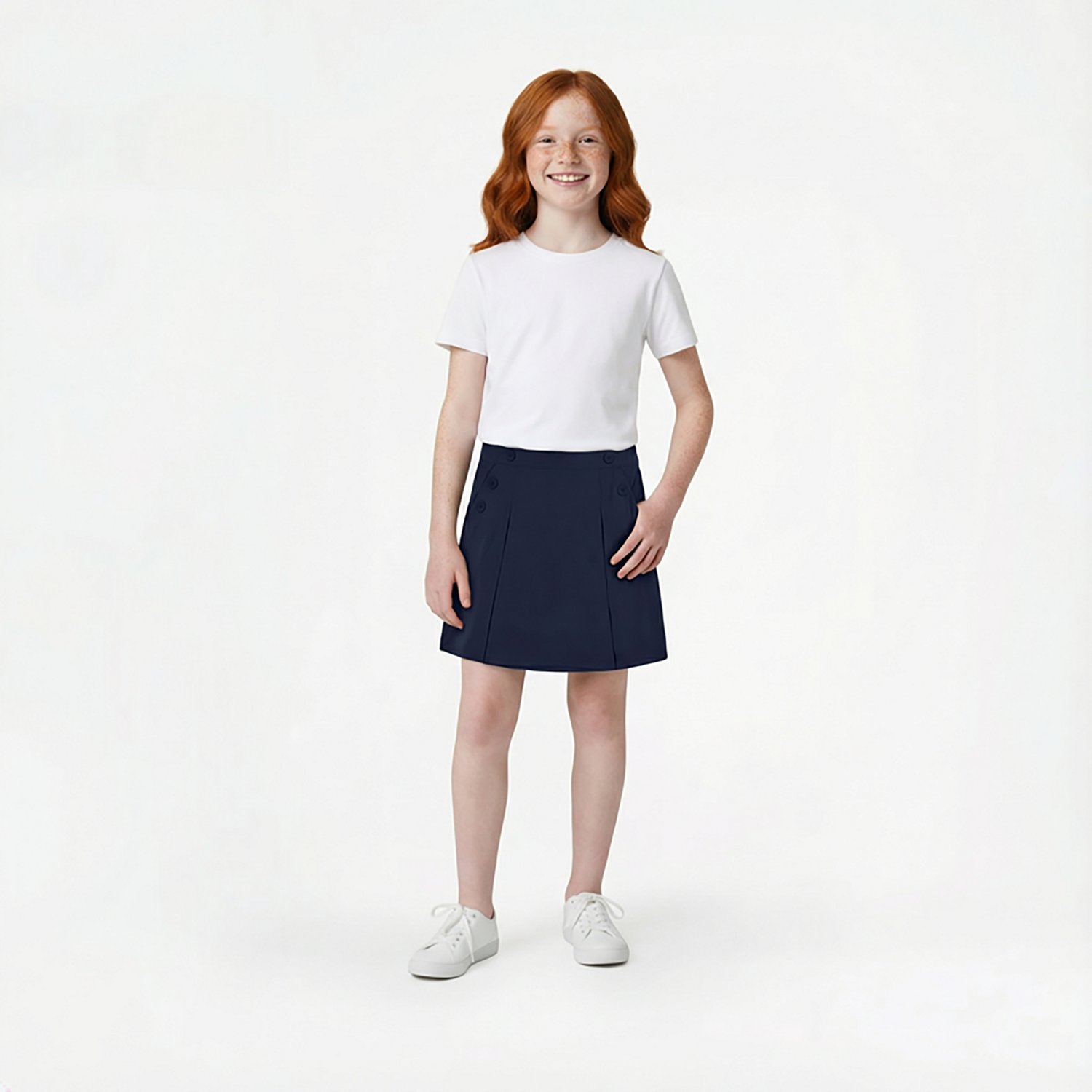 Nautica Girls' Stretch Poplin Plus Size Scooter Skort