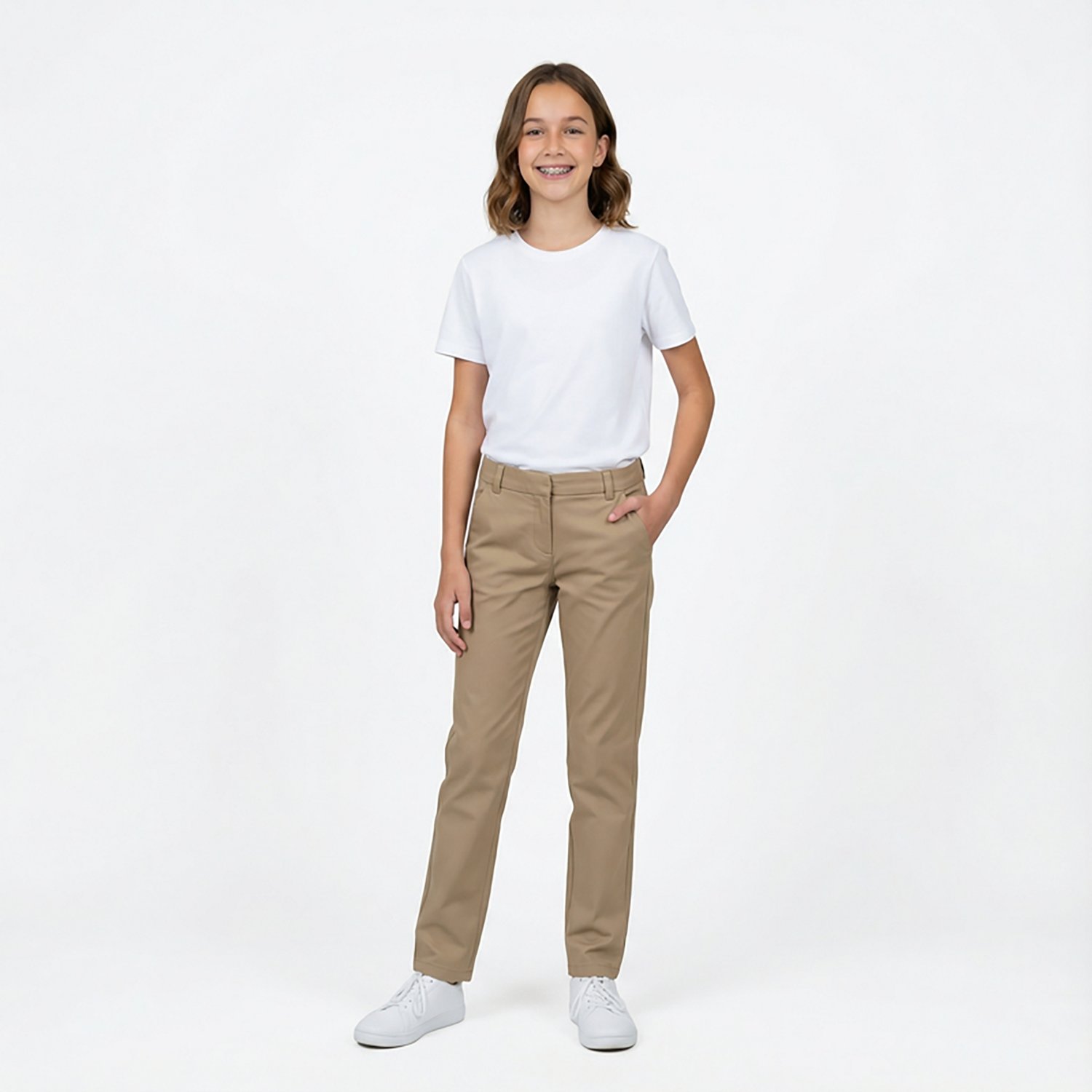 Nautica Girls' Stretch Twill Plus Size Skinny Pants