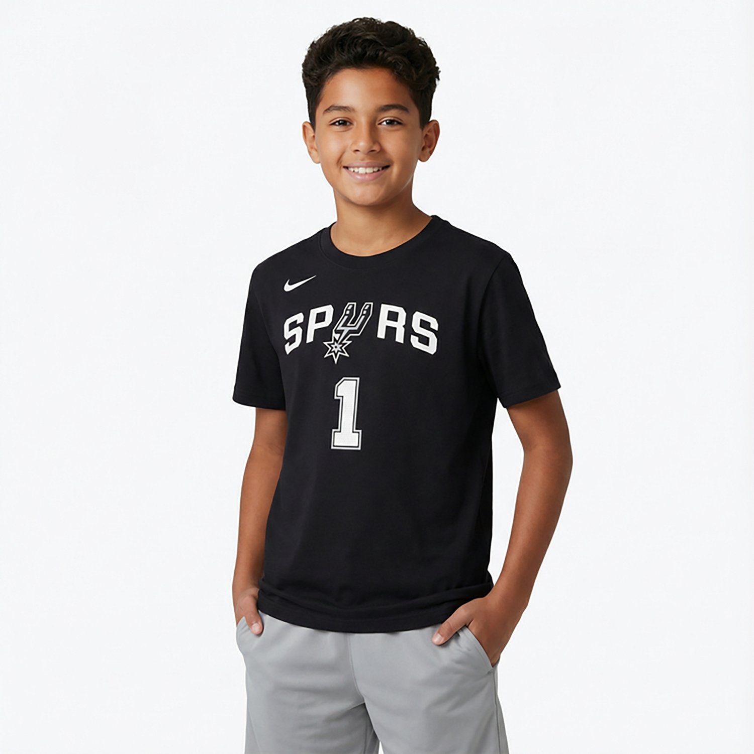 Nike Boys' San Antonio Spurs Wembanyama N&N Icon Short Sleeve Shirt - view number 2