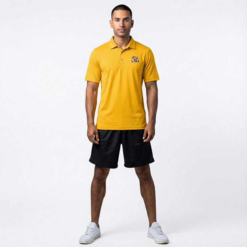 Cutter & Buck Men's LSU Tigers Gold Virtue Eco Pique Polo, XXXL, Yellow