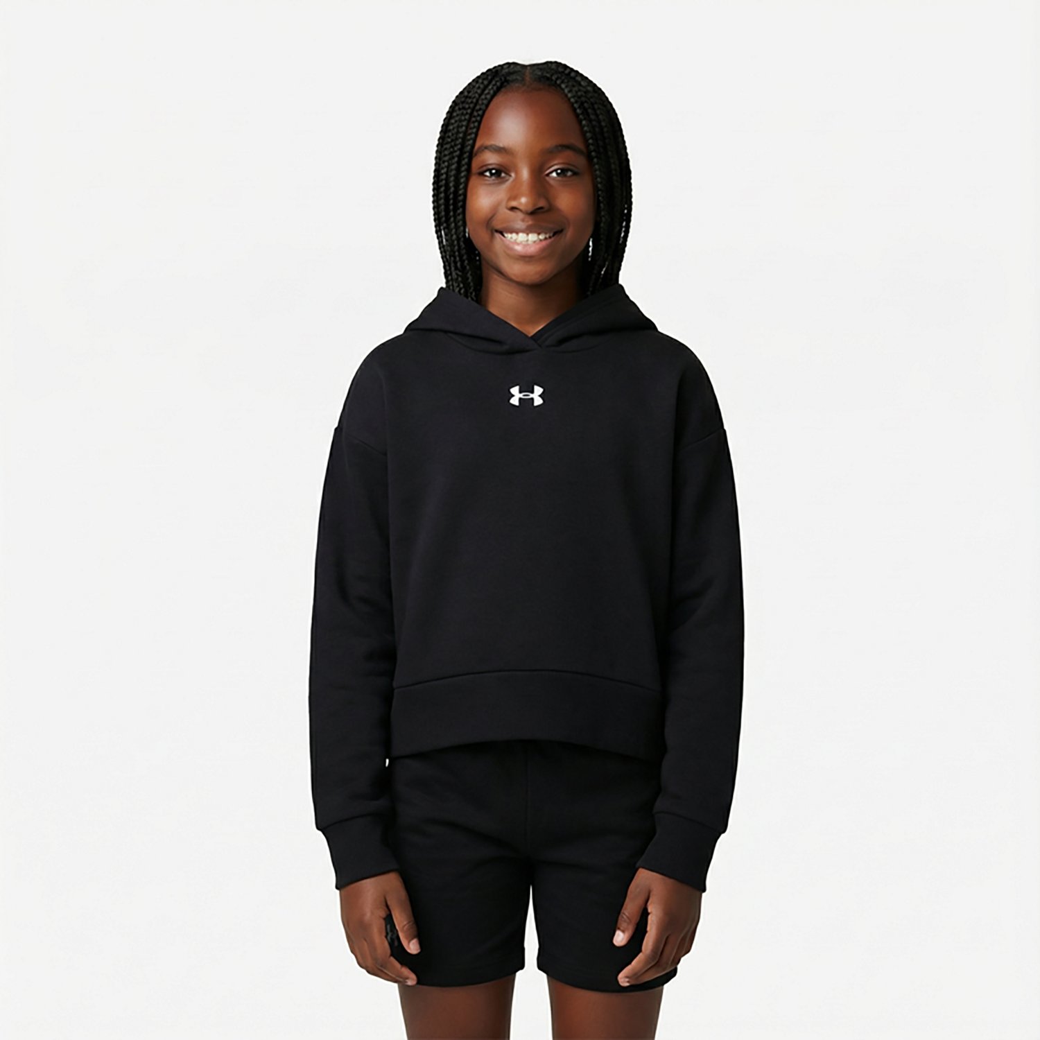 Under Armour Girls' Rival Fleece Crop Hoodie - view number 2