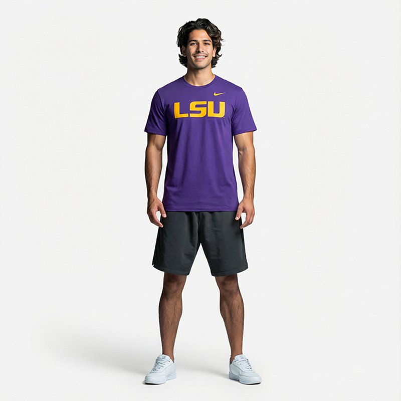 Nike Men's LSU Tigers Purple Core Cotton Logo T-Shirt, XXL