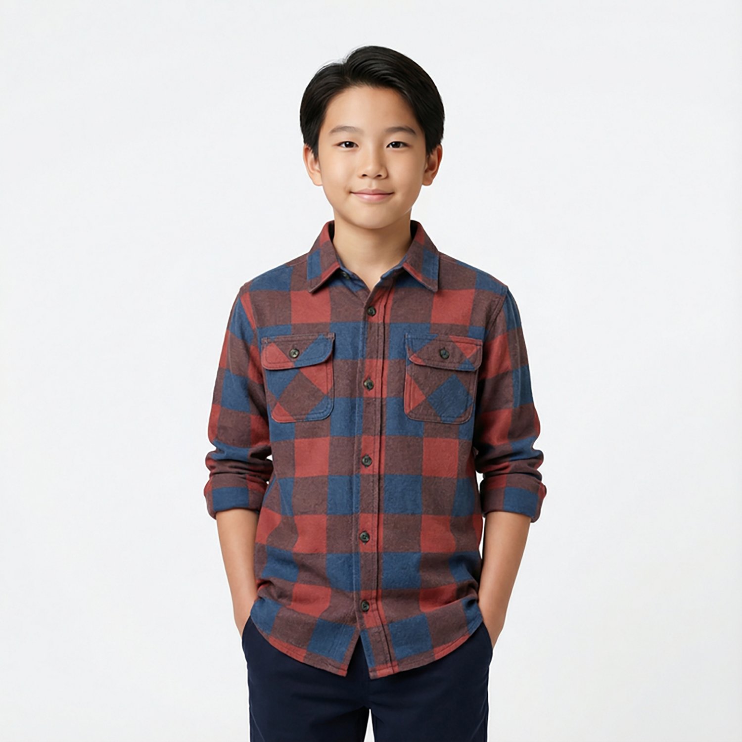 Magellan Outdoors Boys' Campfire Knit Shacket Flannel Shirt                                                                      - view number 2