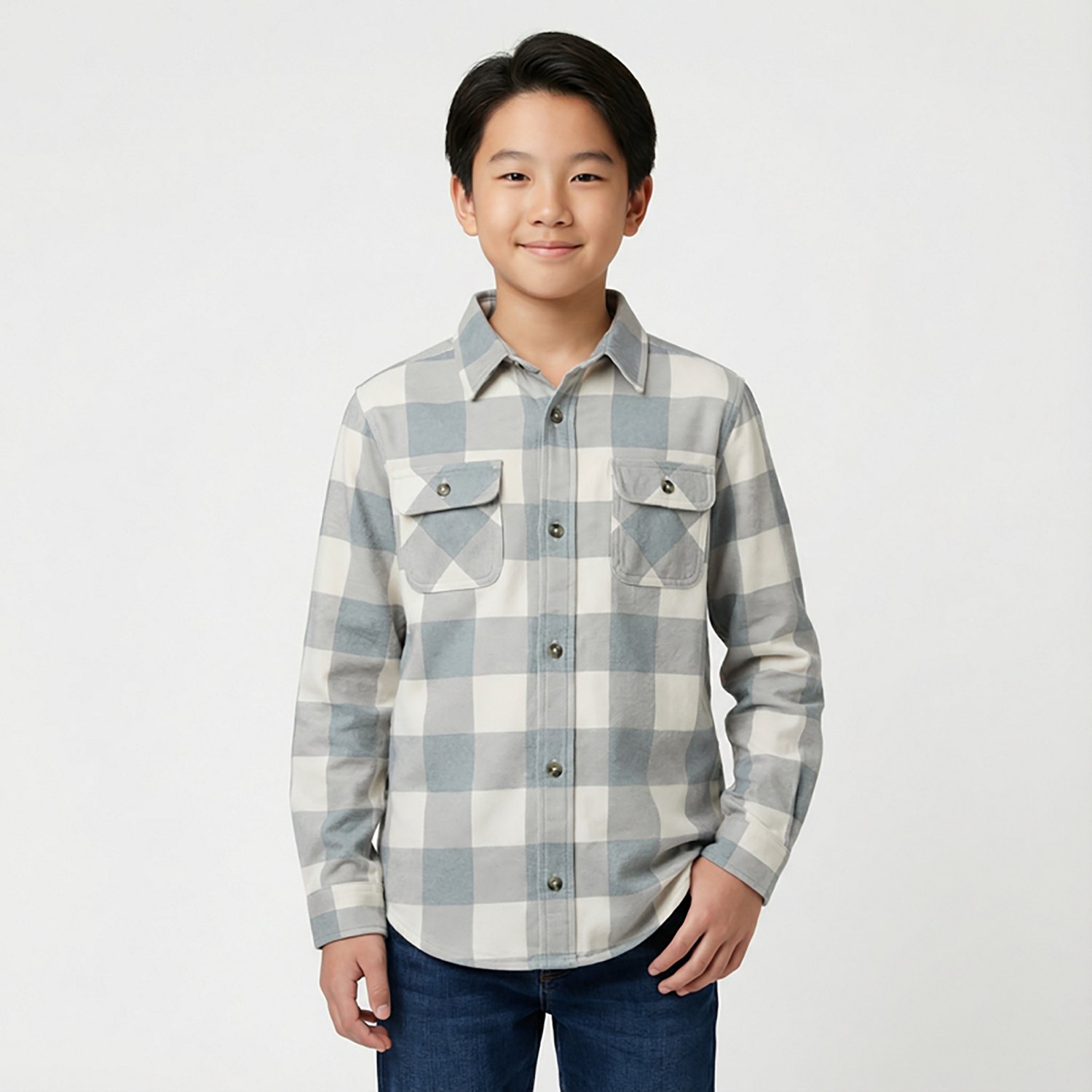 Magellan Outdoors Boys' Campfire Knit Shacket Flannel Shirt                                                                      - view number 2