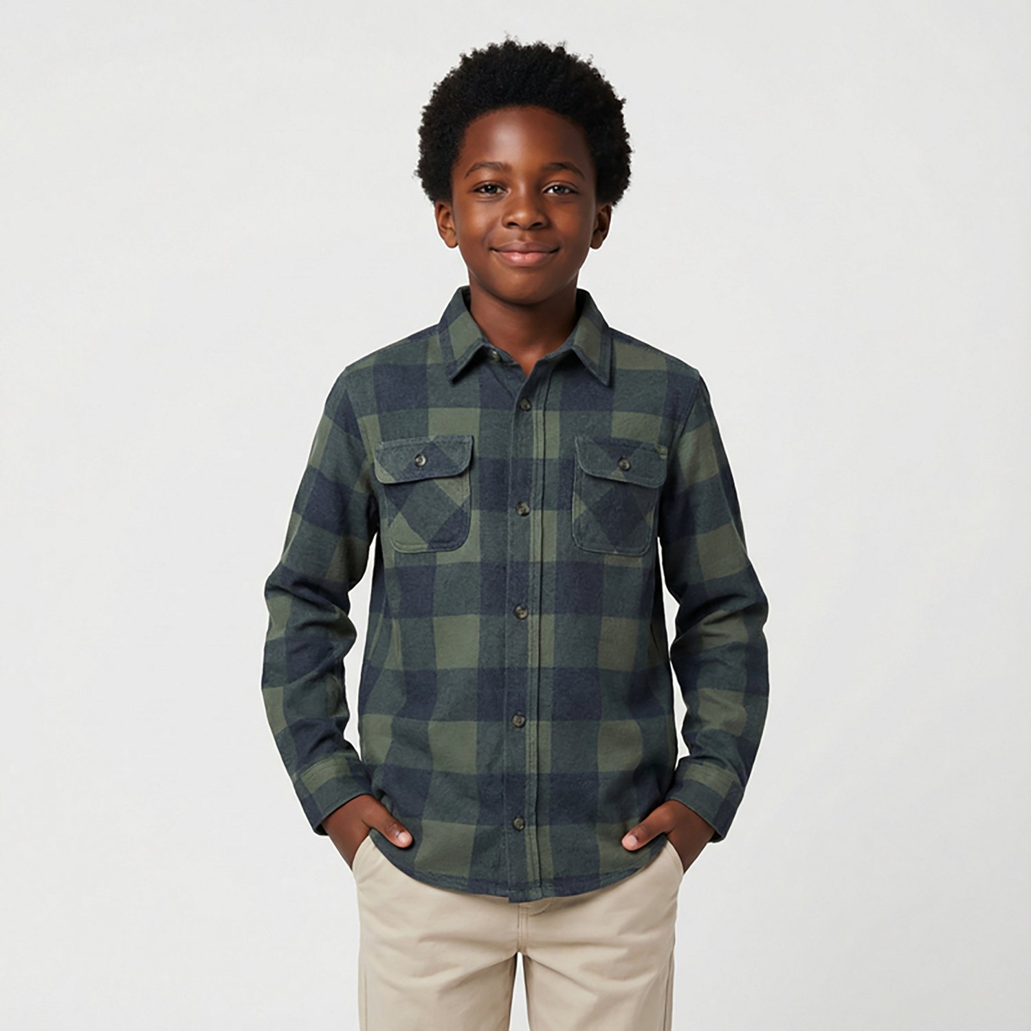 Magellan Outdoors Boys' Campfire Knit Shacket Flannel Shirt                                                                      - view number 2
