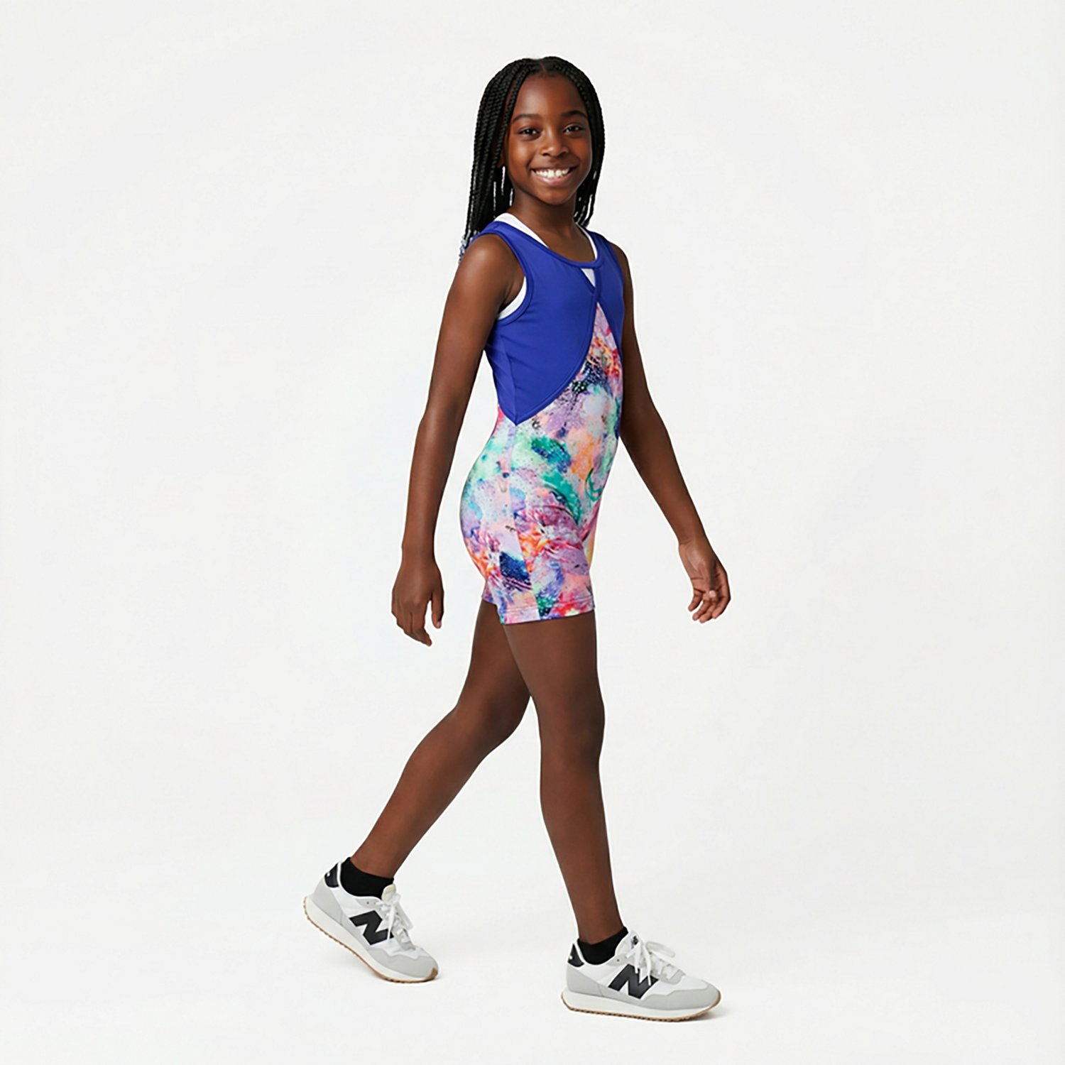 Rainbeau Moves Girls' Floral Print Biketard