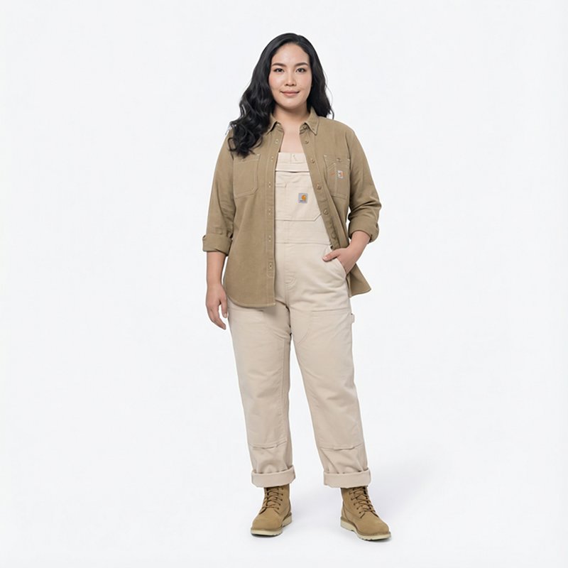 Carhartt Flame-Resistant Force Relaxed Fit Lightweight Long-Sleeve Button-Front Shirt for Ladies - Dark Khaki