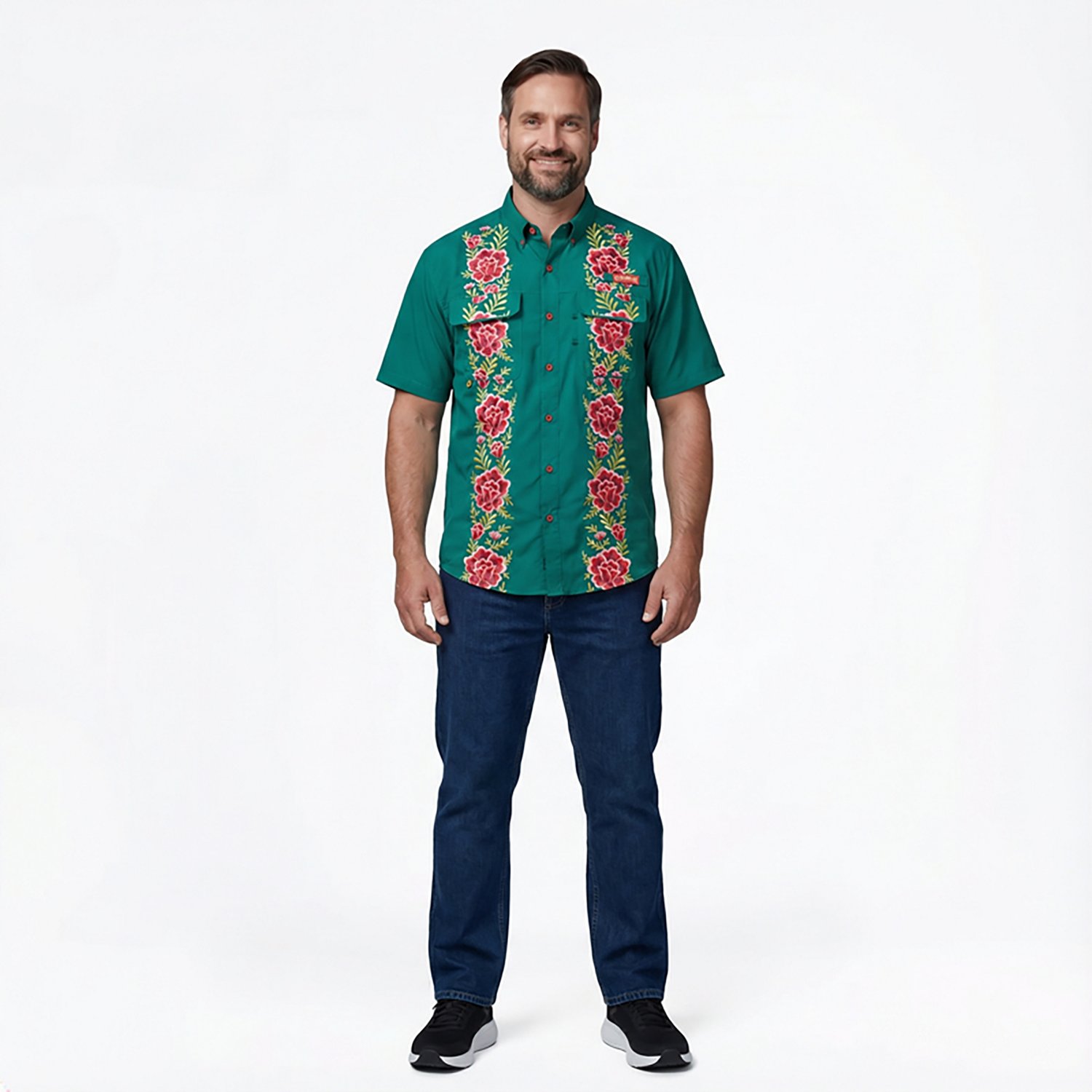 Magellan Outdoors Men's Laguna Madre Flores Button Down Shirt