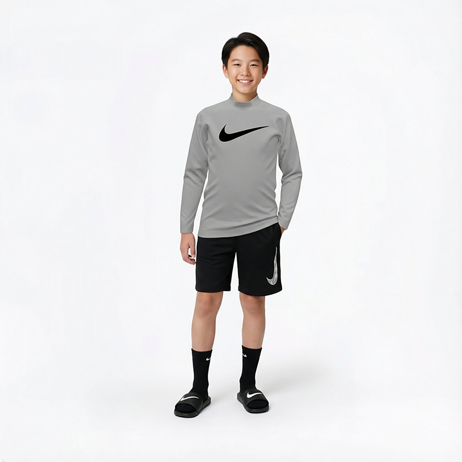 Nike Boys' Swim Multi-Logo Long Sleeve Hydroguard