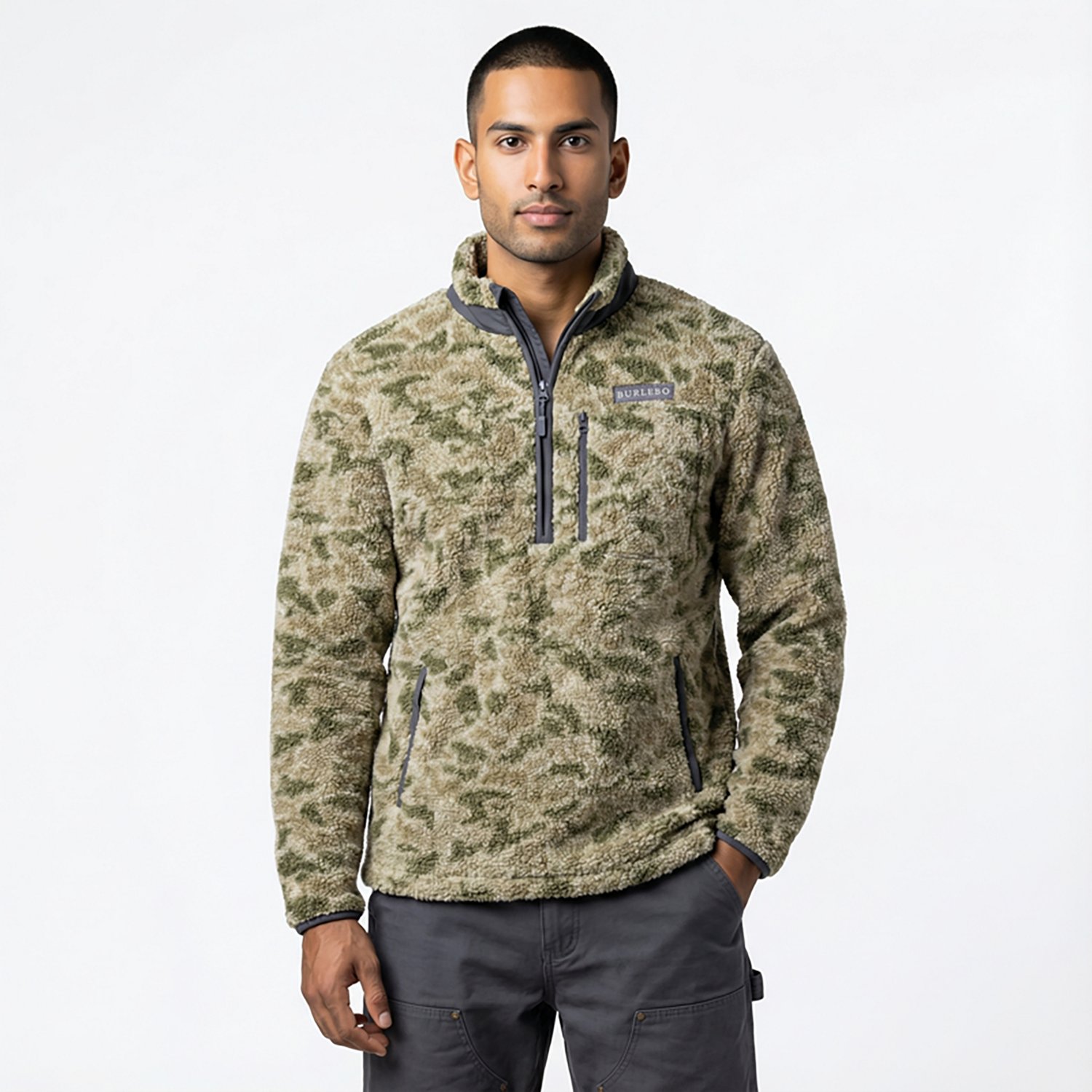 Burlebo Men's Alpine Sherpa Quarter-Zip Jacket