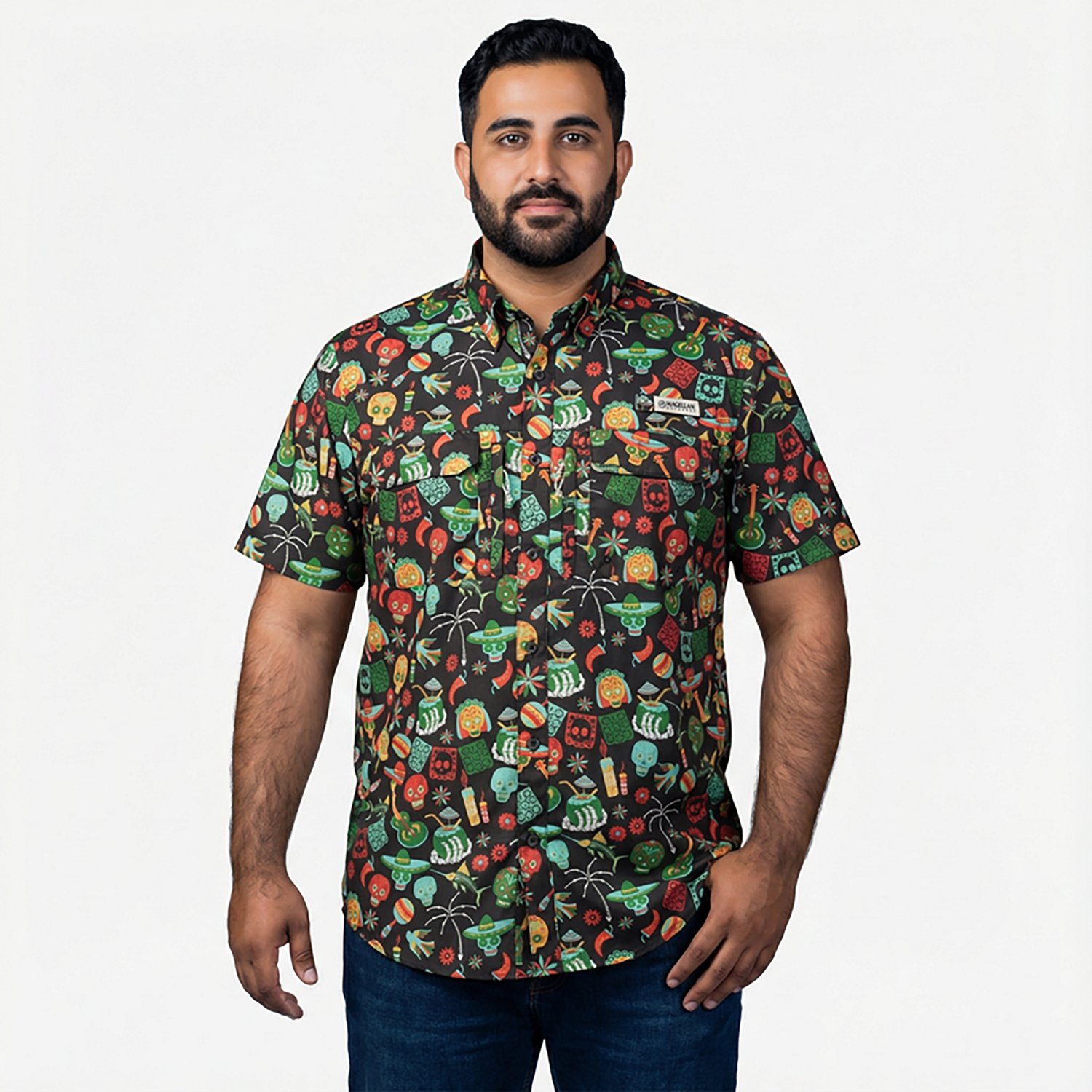 Magellan Outdoors Men's  Dia De Los Muertos Print Short Sleeve Fishing Shirt - view number 2