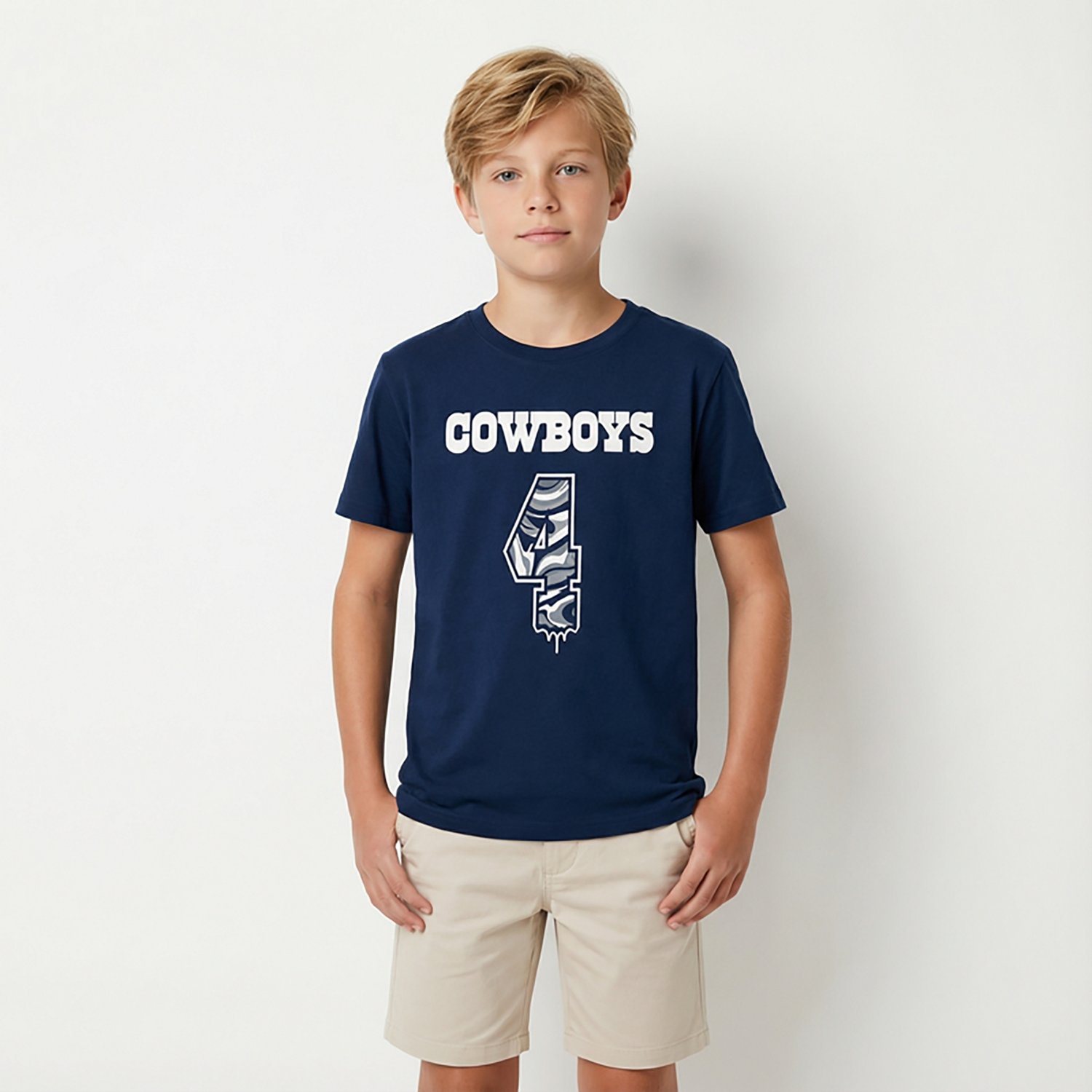 Outerstuff Kids' Dallas Cowboys Dak Prescott #4 Name & Number Drip T-shirt - view number 2
