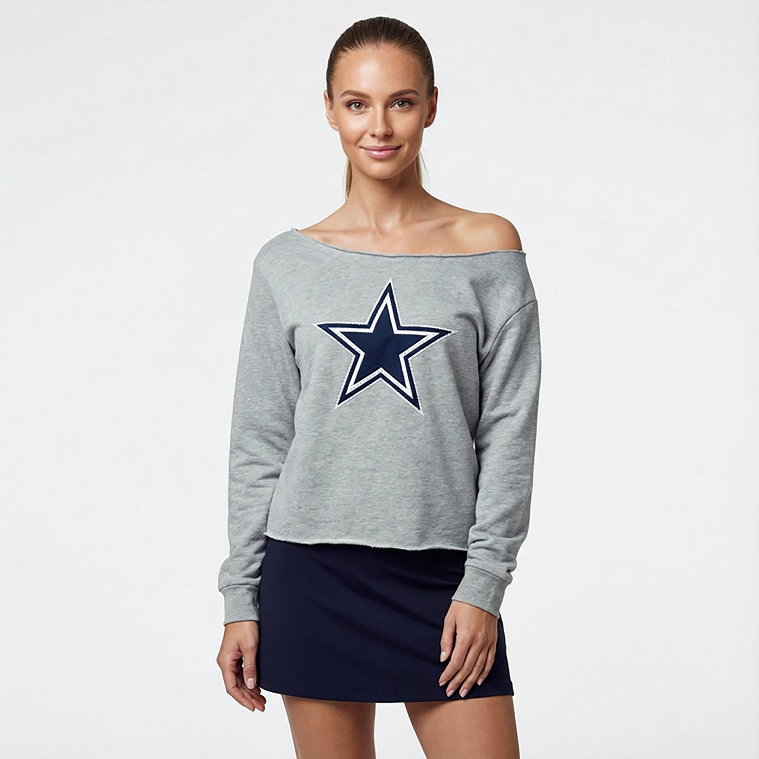 Lauren James Women's Dallas Cowboys Off-Shoulder Sweat Long Sleeve Top - view number 2