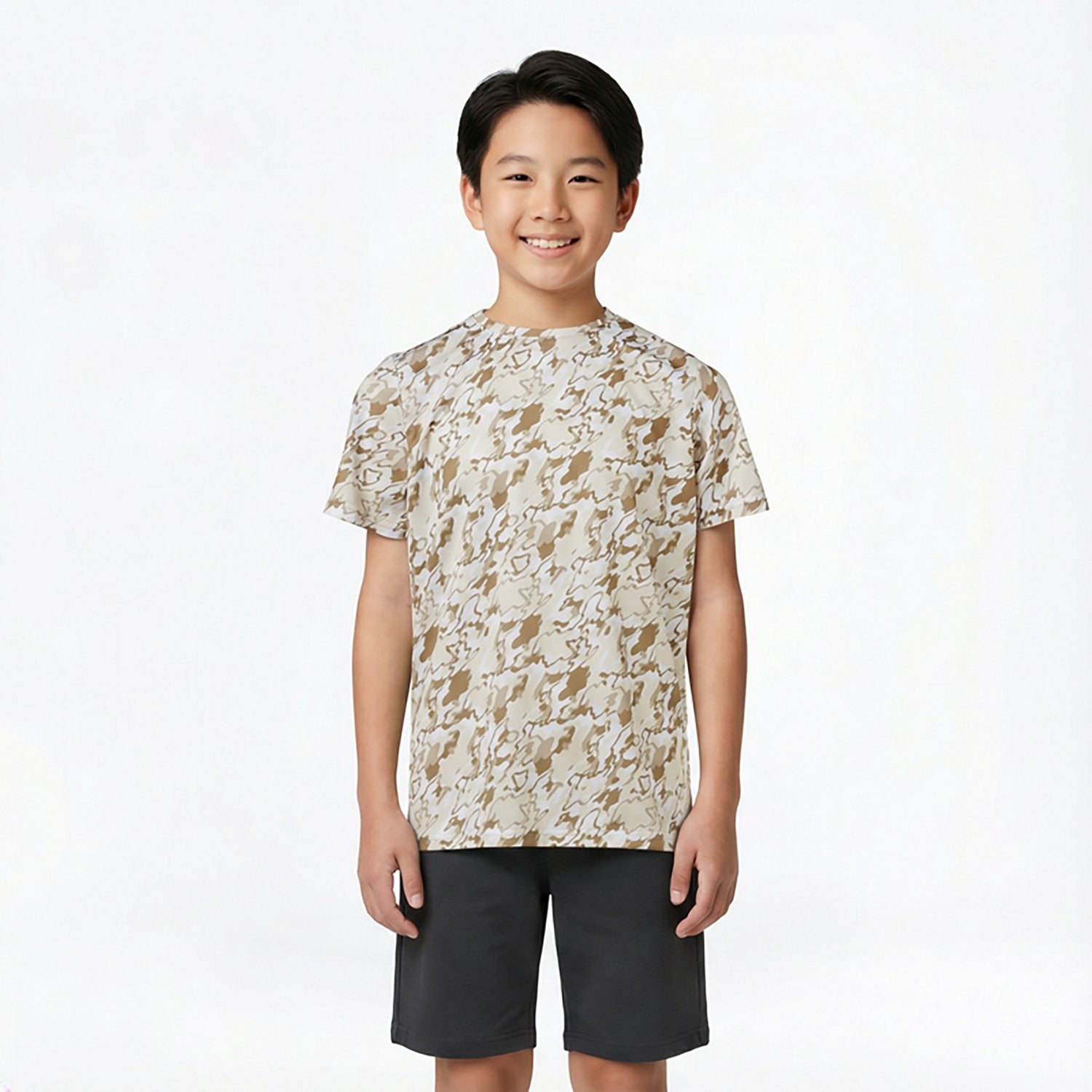 BCG Boys' Turbo Liquid Camo Print Short Sleeve T-shirt