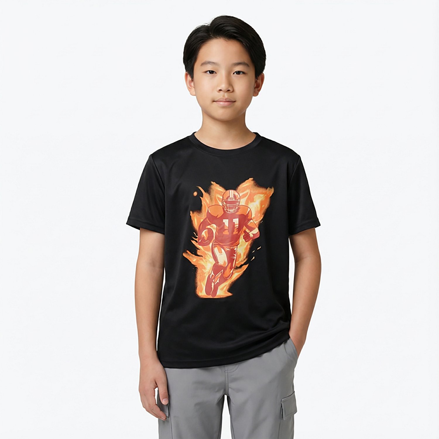 BCG Boys' Turbo Short Sleeve Football On Fire Graphic T-shirt