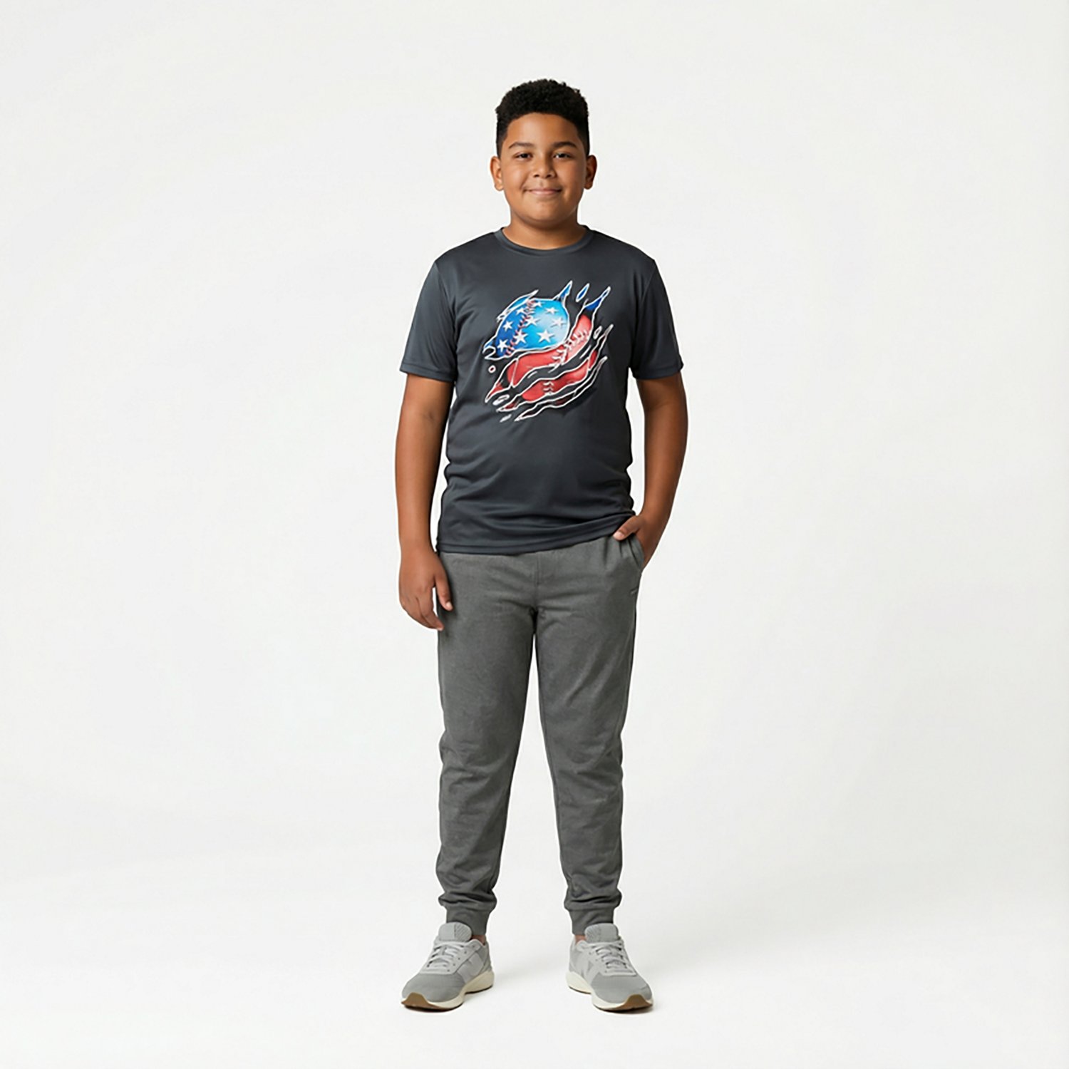 BCG Boys' Turbo Short Sleeve Baseball Shred Graphic T-shirt