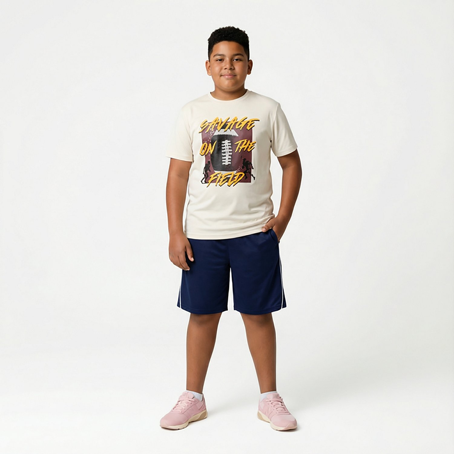 BCG Boys' Turbo Graphic Savage On The Field Short Sleeve T-shirt