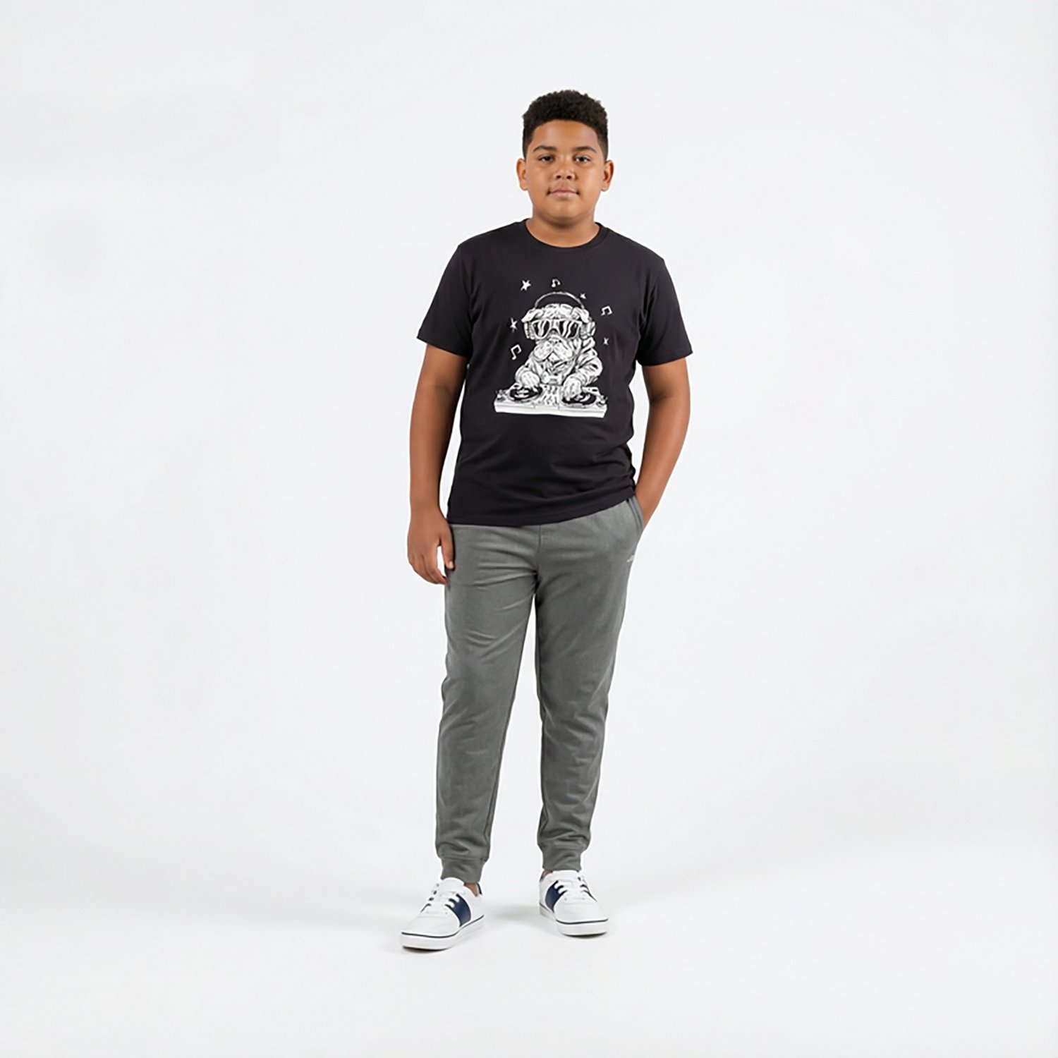 BCG Boys' Cotton Short Sleeve Dog The DJ T-shirt