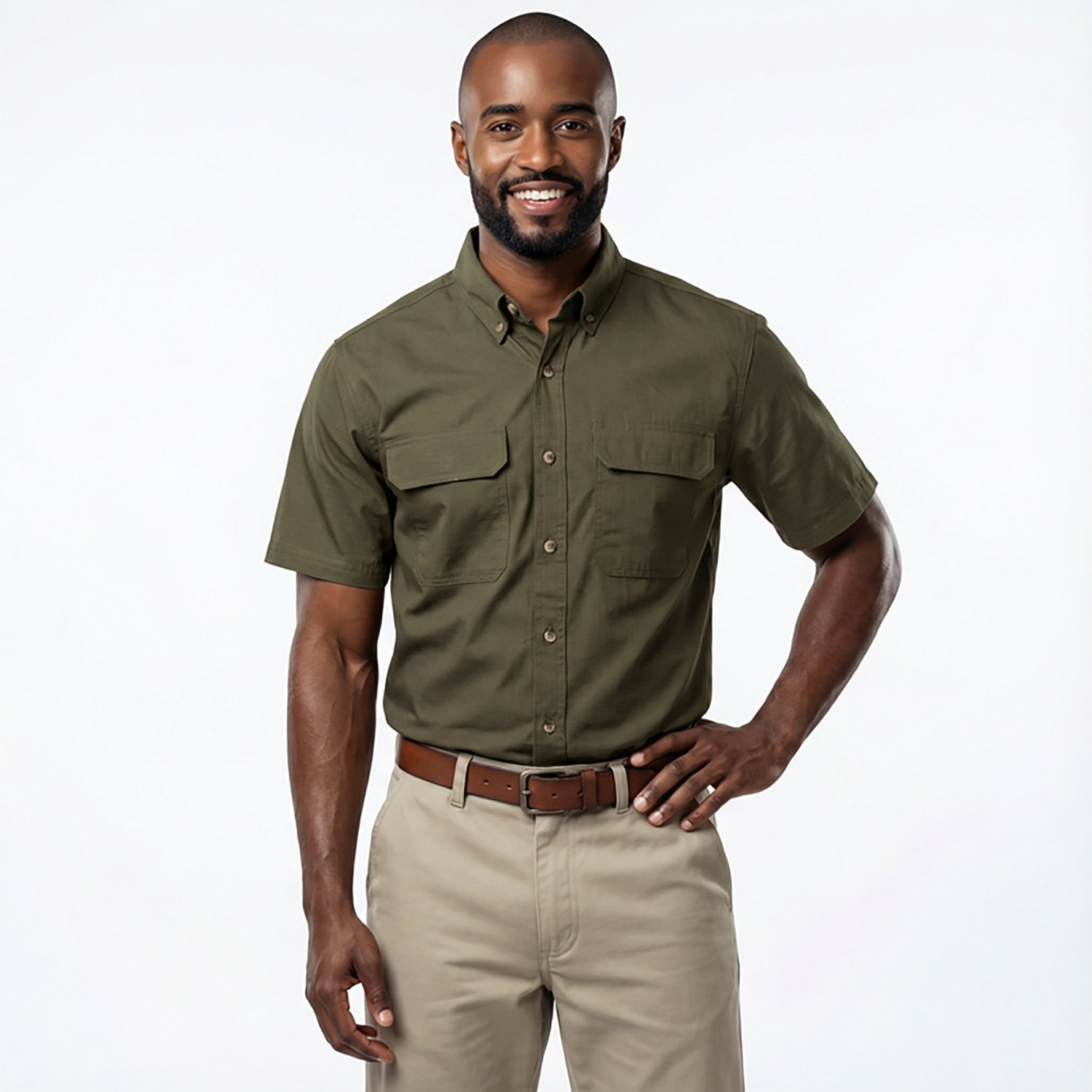 Brazos Men's Contractor Ripstop Button Down Shirt - view number 2