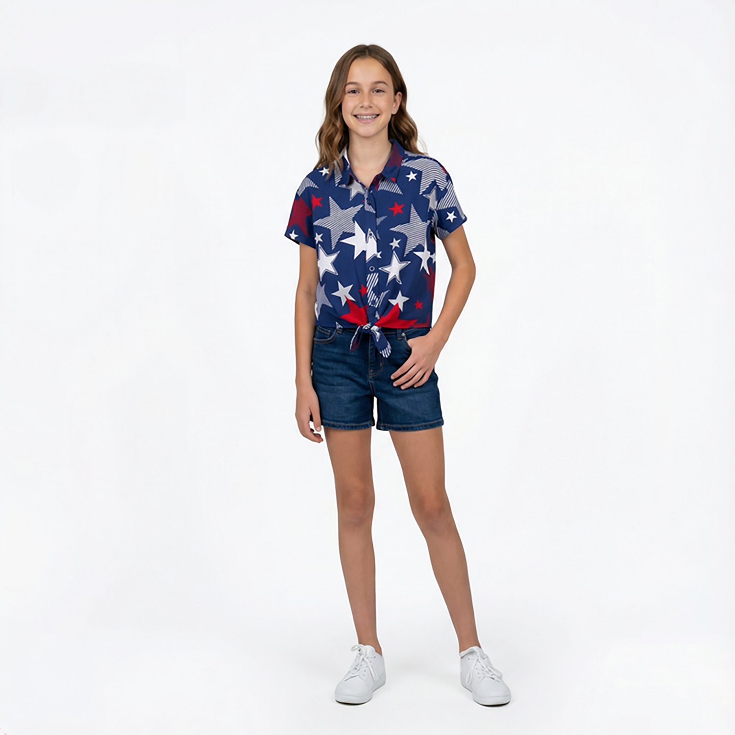 O'Rageous Girls' Americana Printed Short Sleeve Cabana Top
