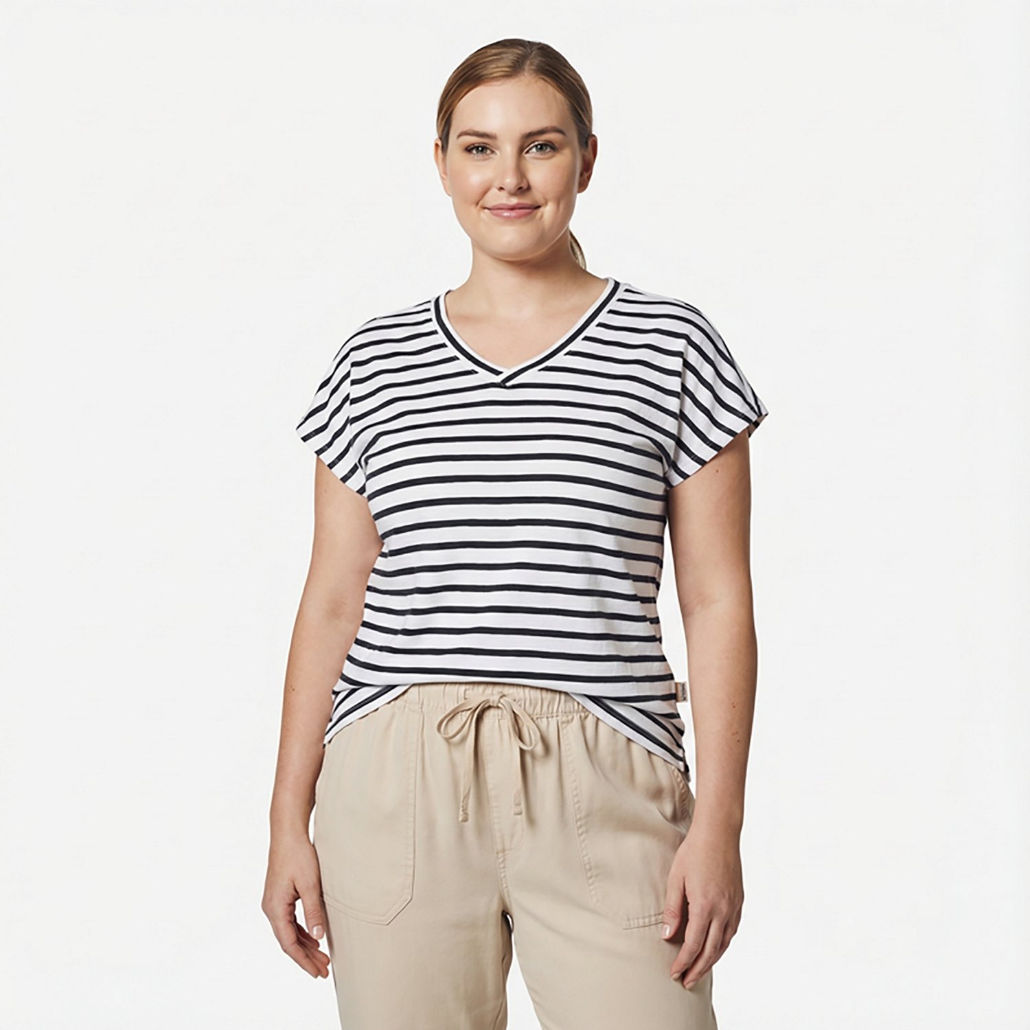 Magellan Outdoors Women's Pecos Ridge Striped V-neck T-shirt                                                                     - view number 2