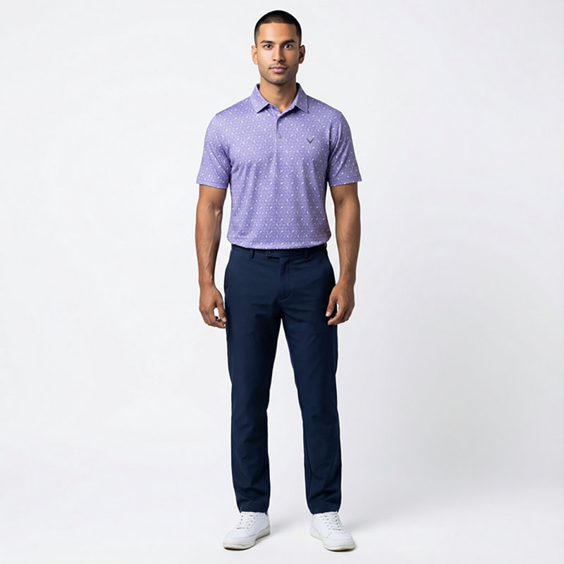 Callaway Men's Dolphin Texture Print Short Sleeve Polo Shirt