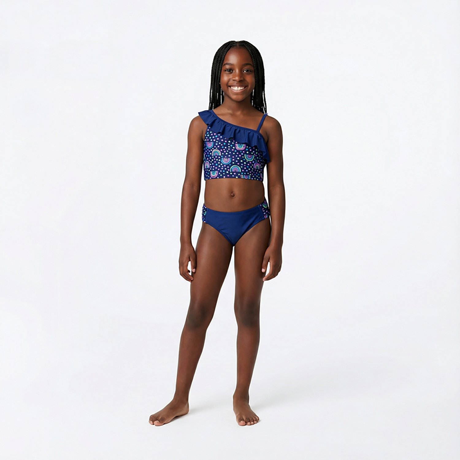 O'Rageous Girls' 4-6X Rainbow Dots 2-Piece Midkini Set