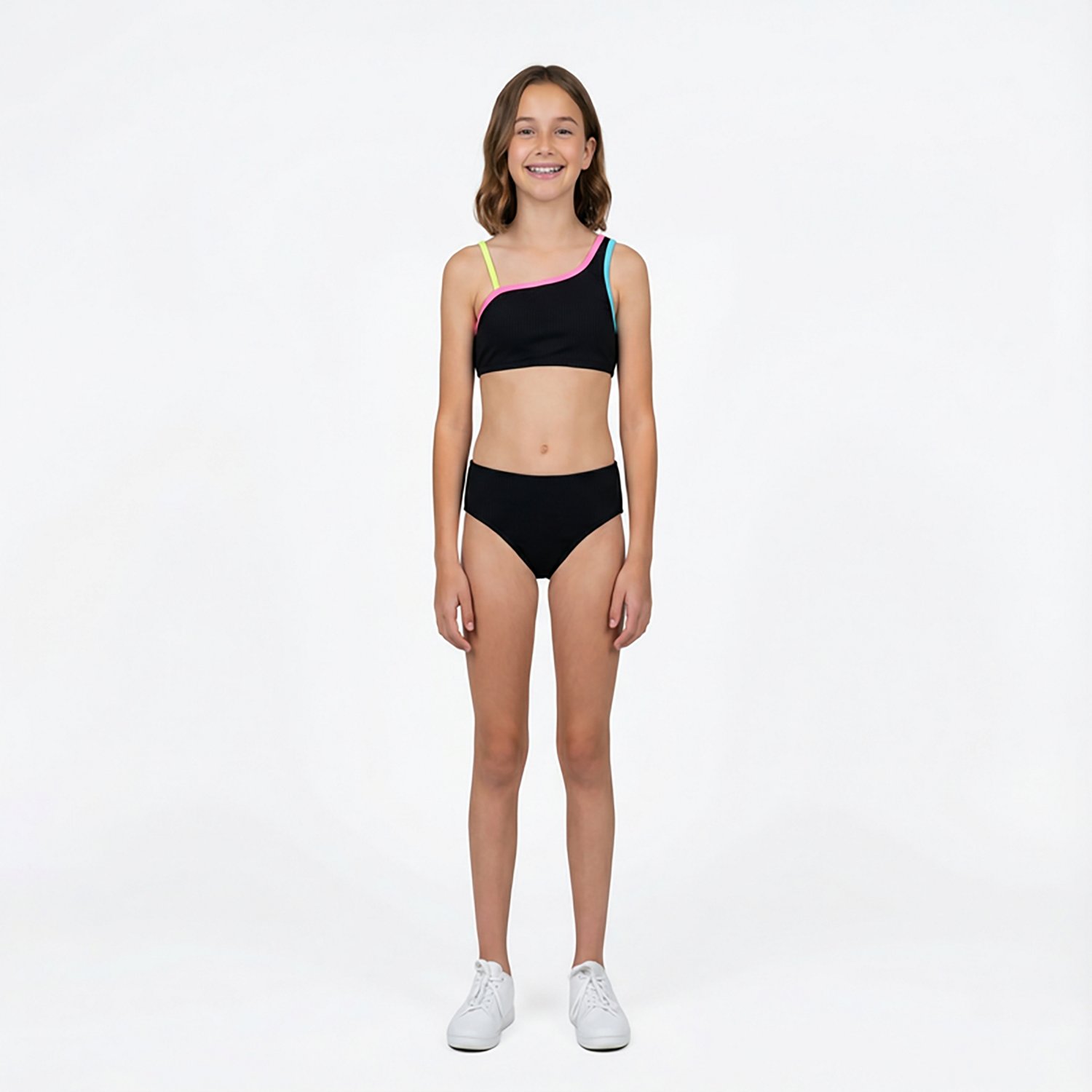 O'Rageous Girls' Solid Rib 2-Piece Swim Set