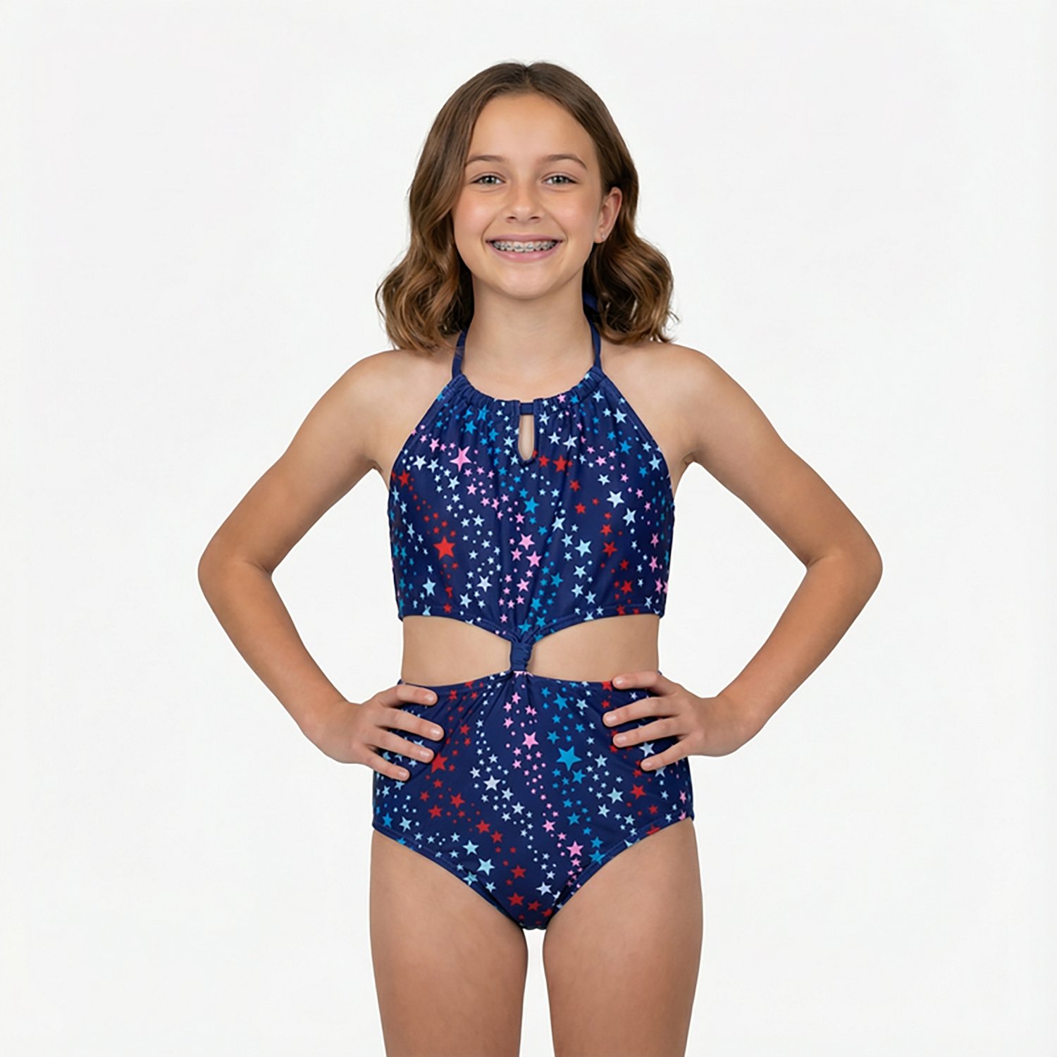 O'Rageous Girls' Star Swirl Keyhole Halter Monokini