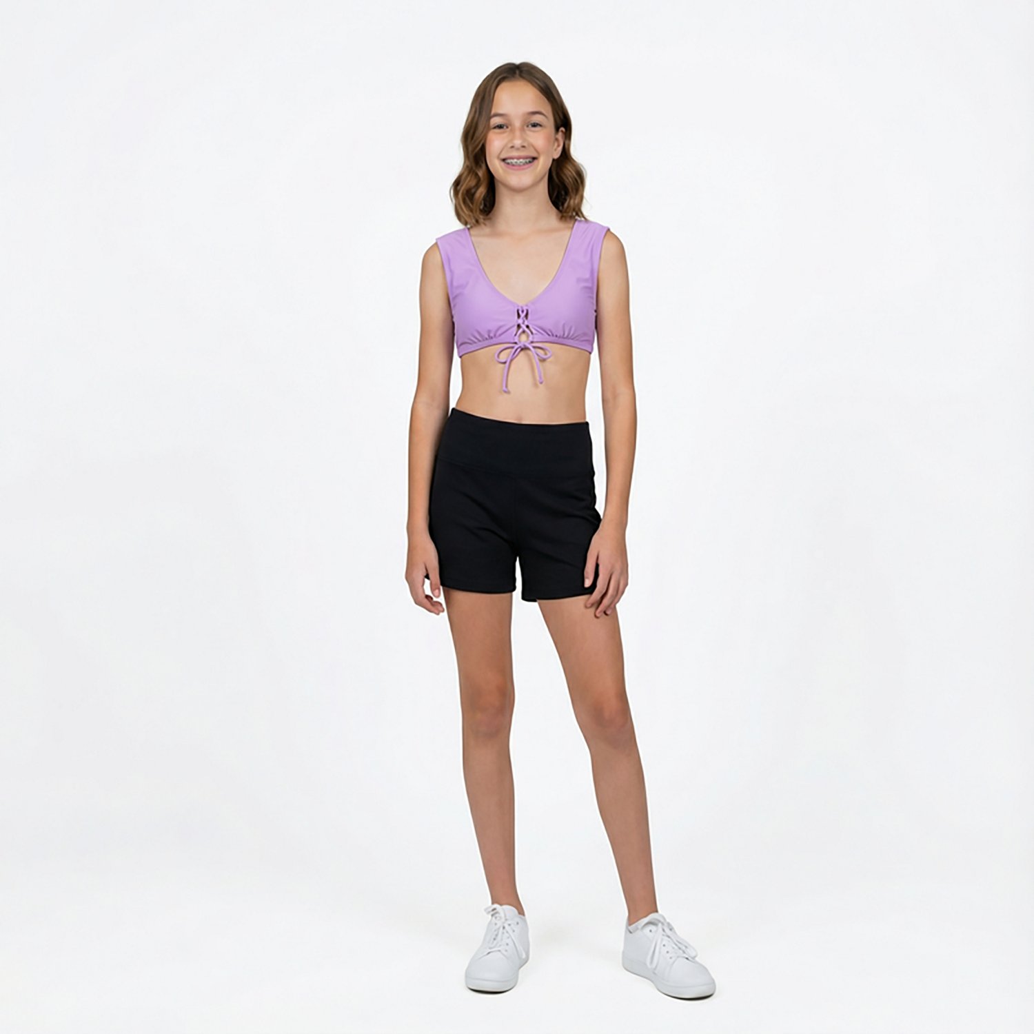 O’Rageous Juniors’ Solid Tie Front Cami Top