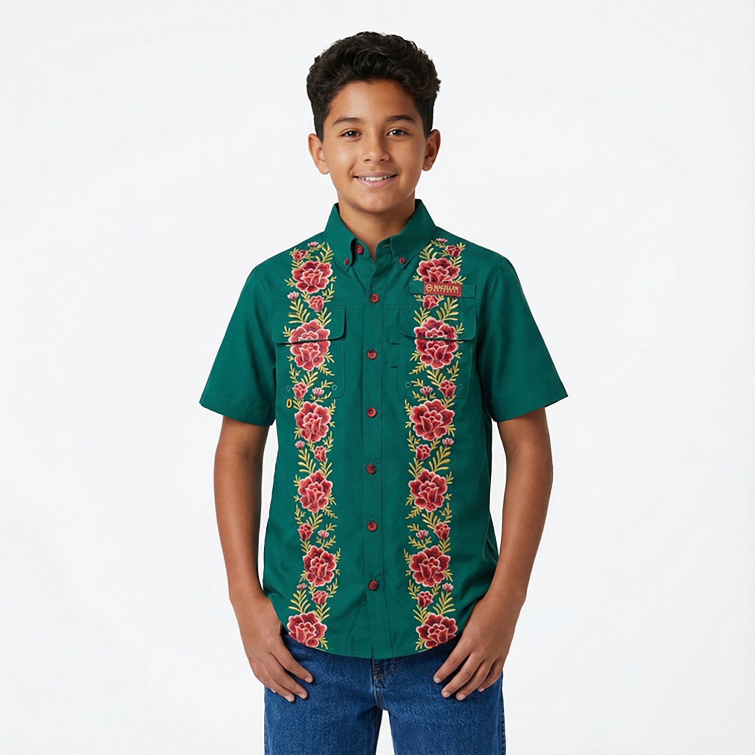 Magellan Outdoors Boys' Laguna Madre Flores Button Down Shirt - view number 2