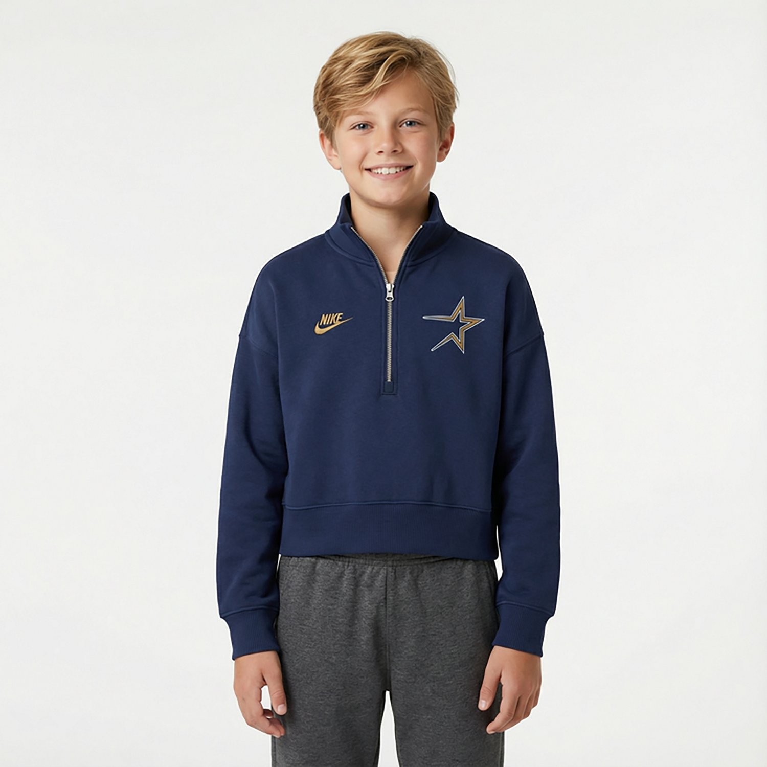 Nike Houston Astros Cooperstown Collection Phoenix Fleece Half-Zip Sweatshirt - view number 2