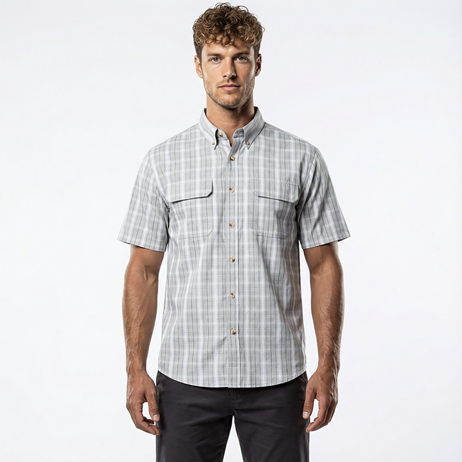 Brazos Men's Contractor Ripstop Plaid Short Sleeve Work Shirt - view number 2