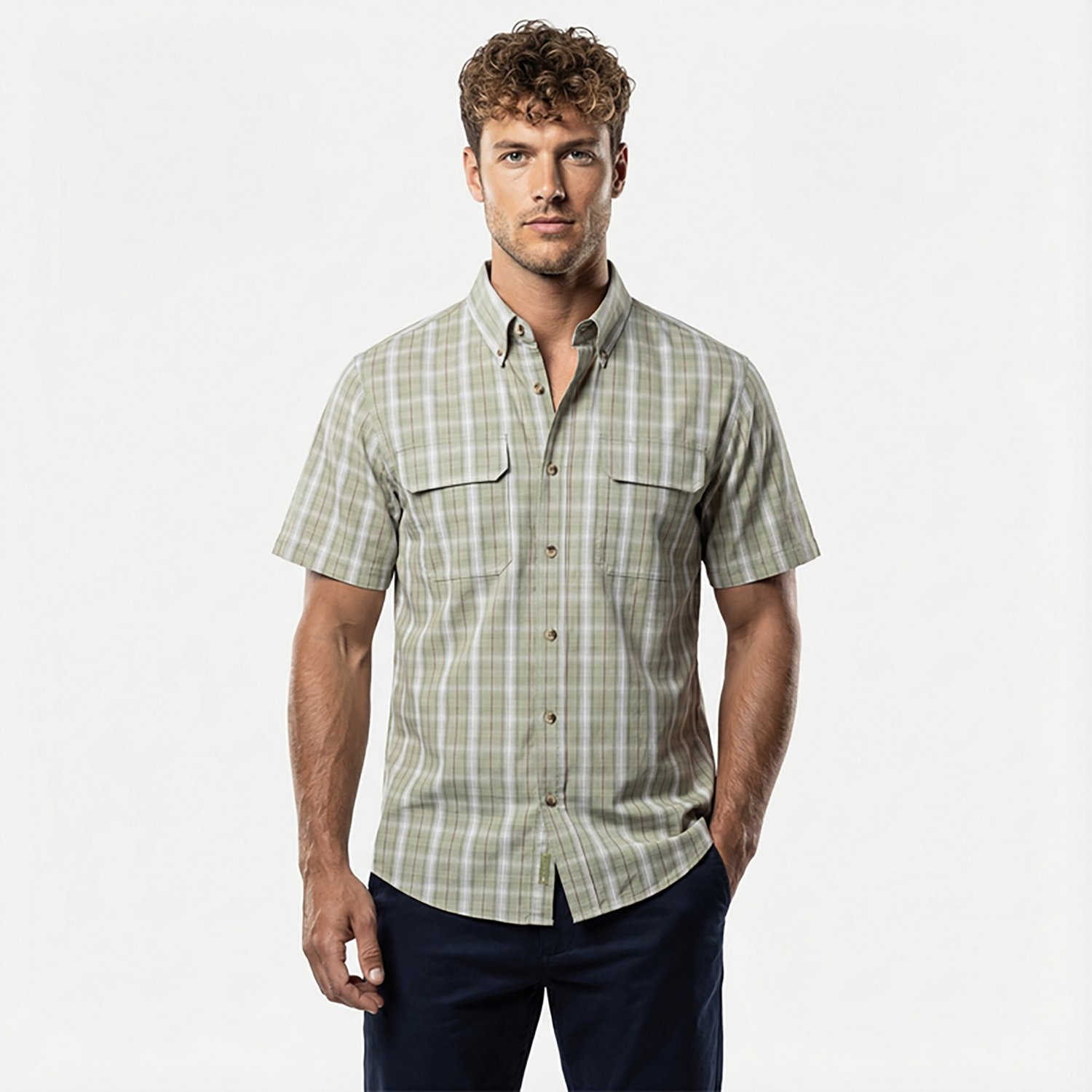 Brazos Men's Contractor Ripstop Plaid Short Sleeve Work Shirt - view number 2