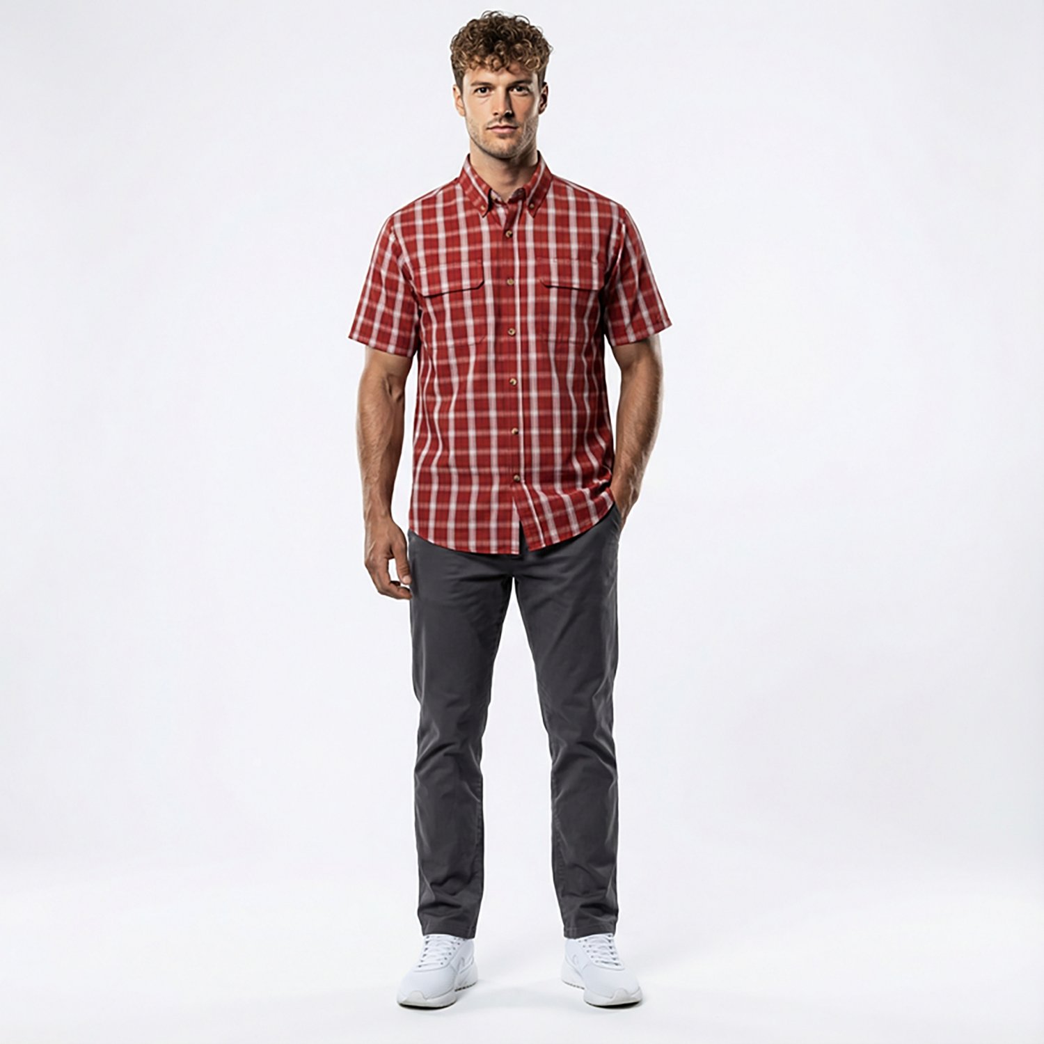 Brazos Men's Contractor Ripstop Plaid Short Sleeve Work Shirt