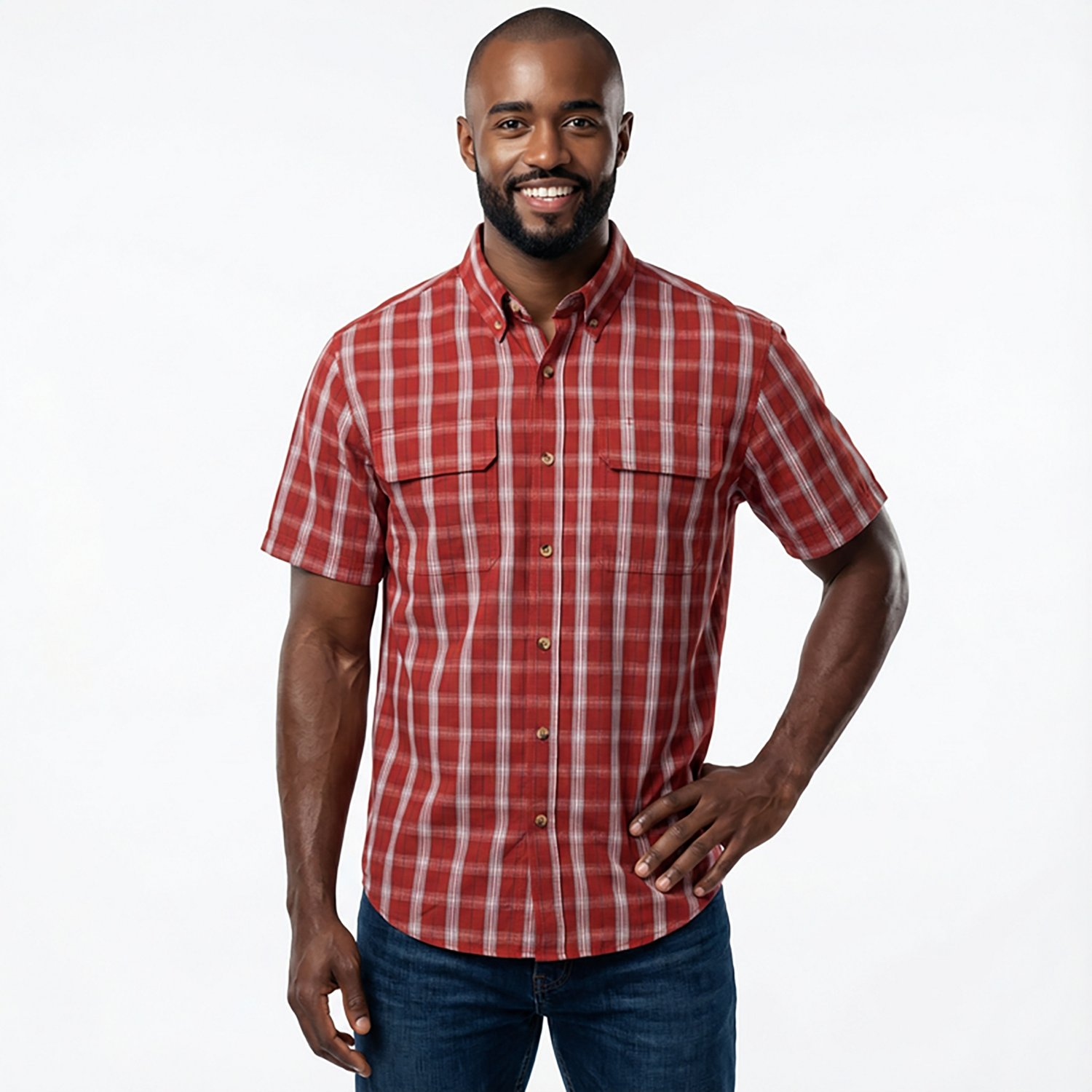 Brazos Men's Contractor Ripstop Plaid Short Sleeve Work Shirt - view number 2