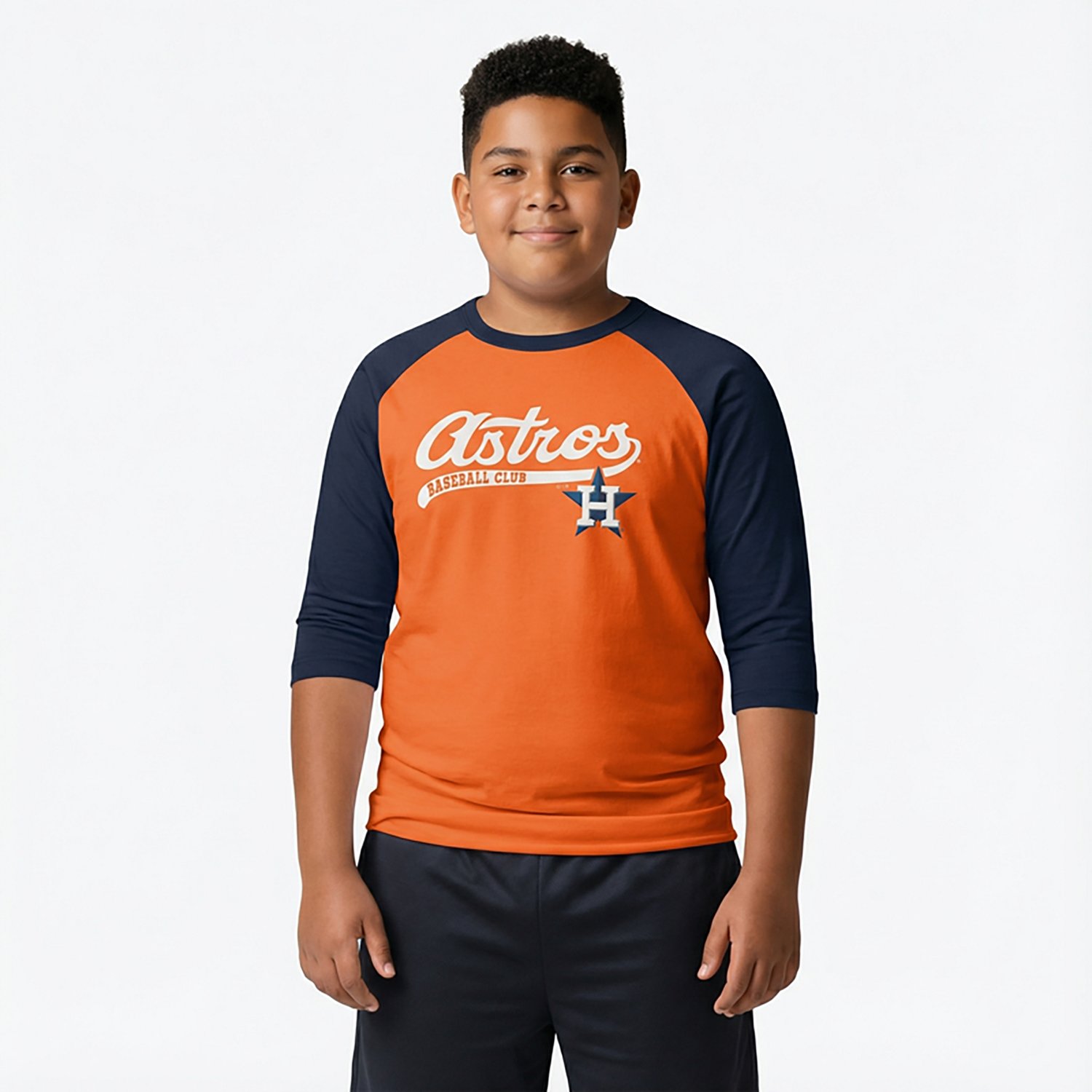 47 Brand Youth Astros Super Script Line Drive Raglan Shirt