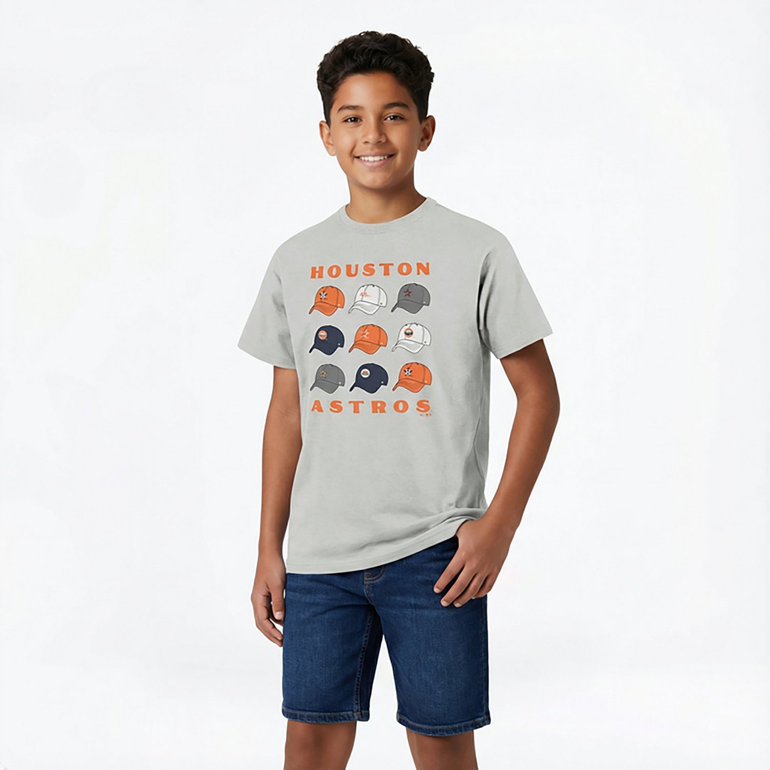 47 Brand Youth Astros Cap Off Franklin Short Sleeve T-shirt
