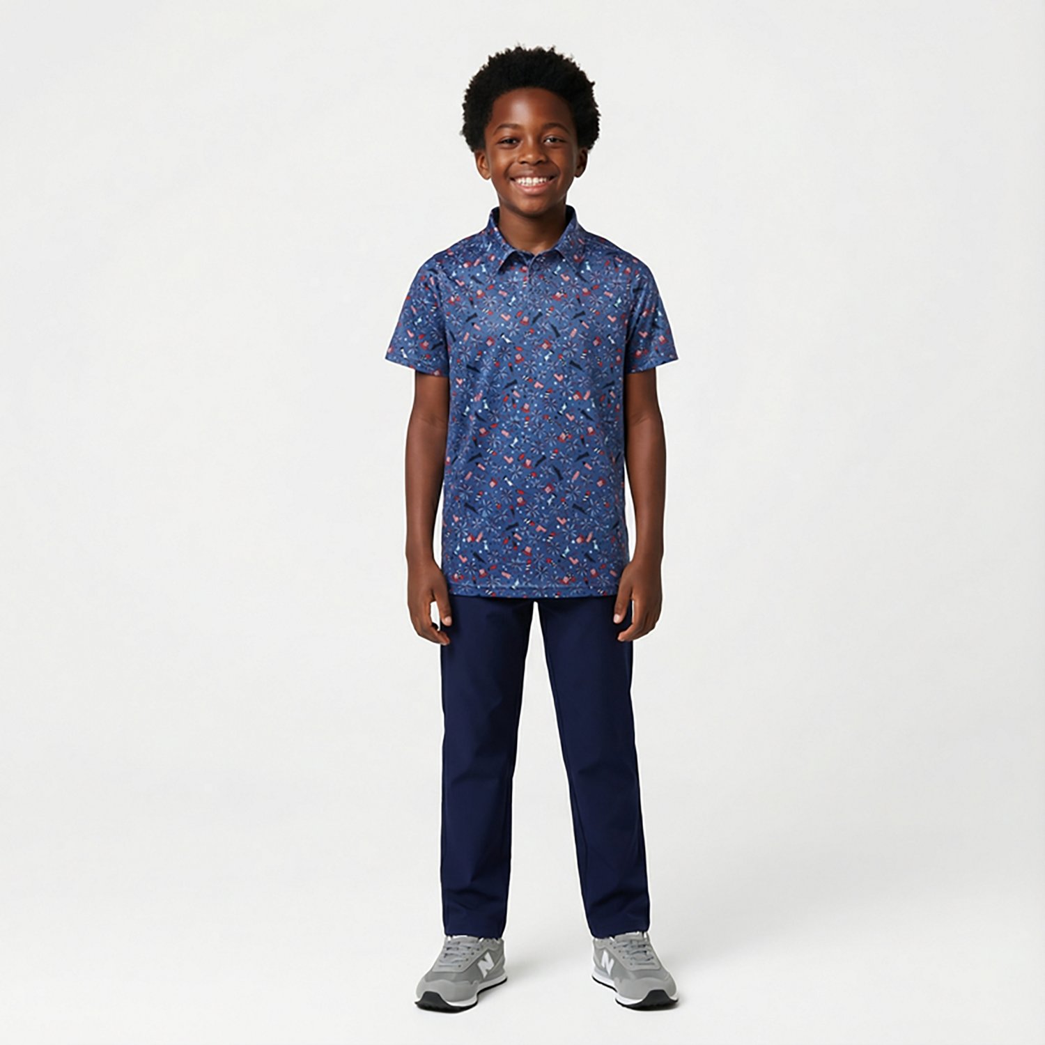 BCG Boys' Golf Patriotic Print Short Sleeve Polo Shirt