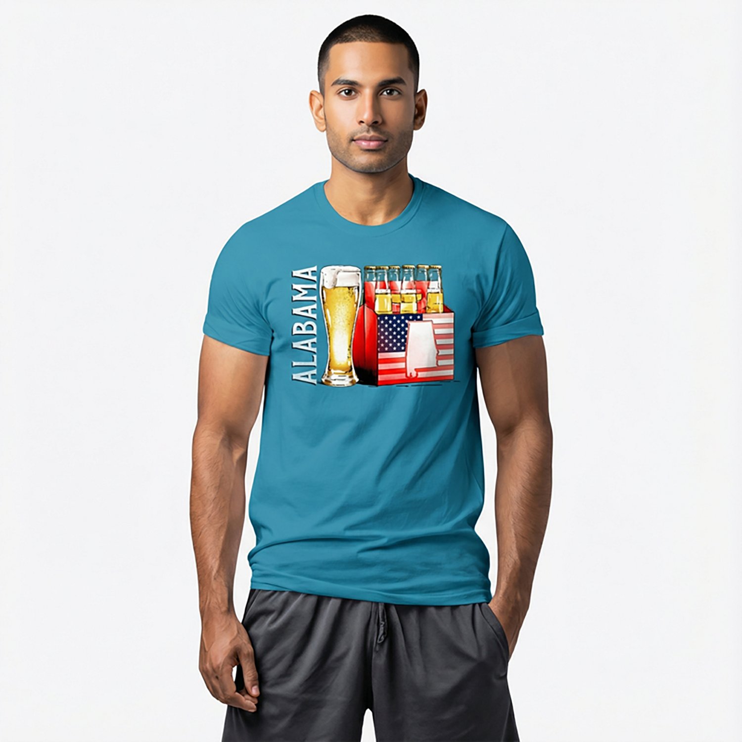 State Life Men's Alabama Lager Beer Short Sleeve T-Shirt - view number 2