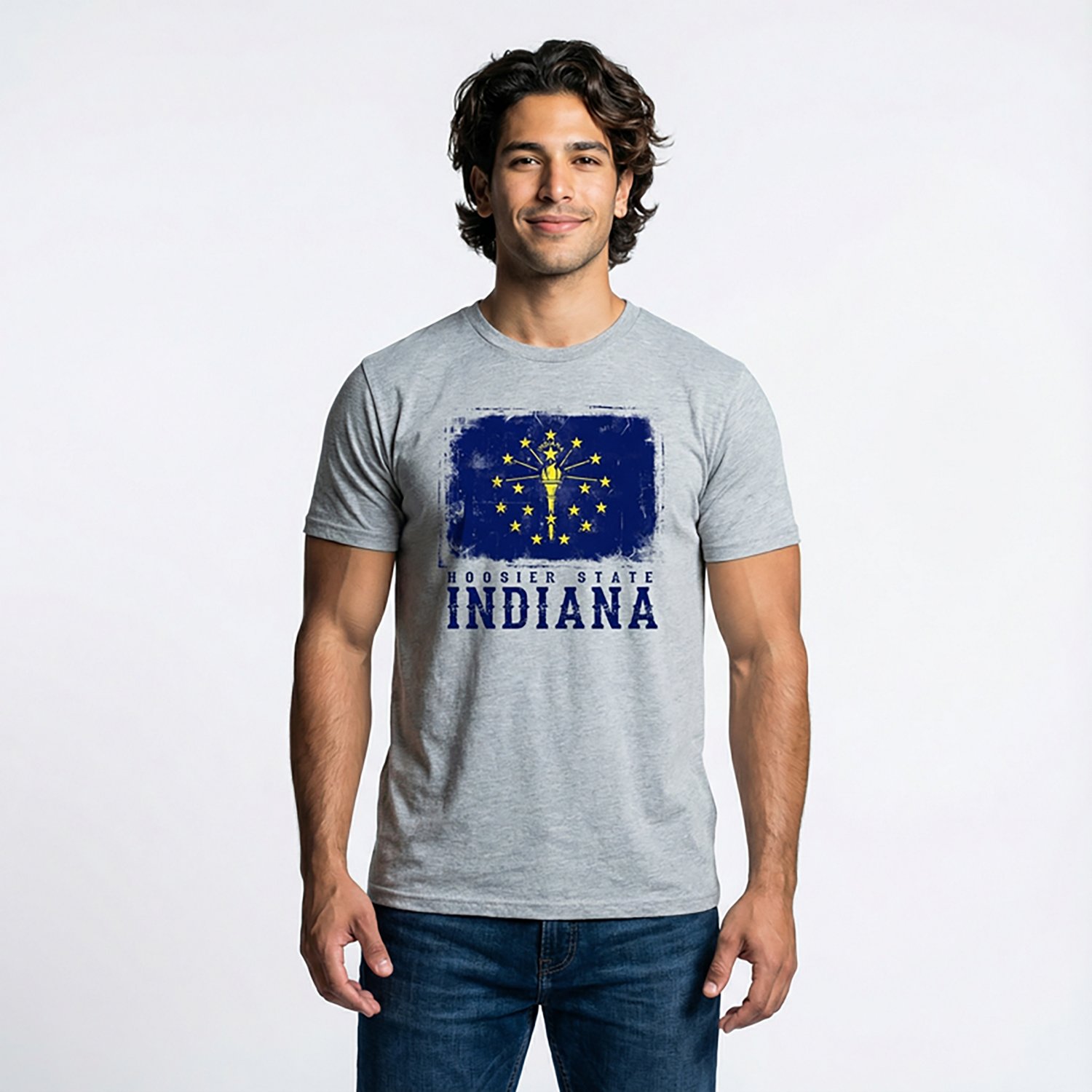 State Life Men's Indiana Grunge Flag Short Sleeve T-shirt - view number 2