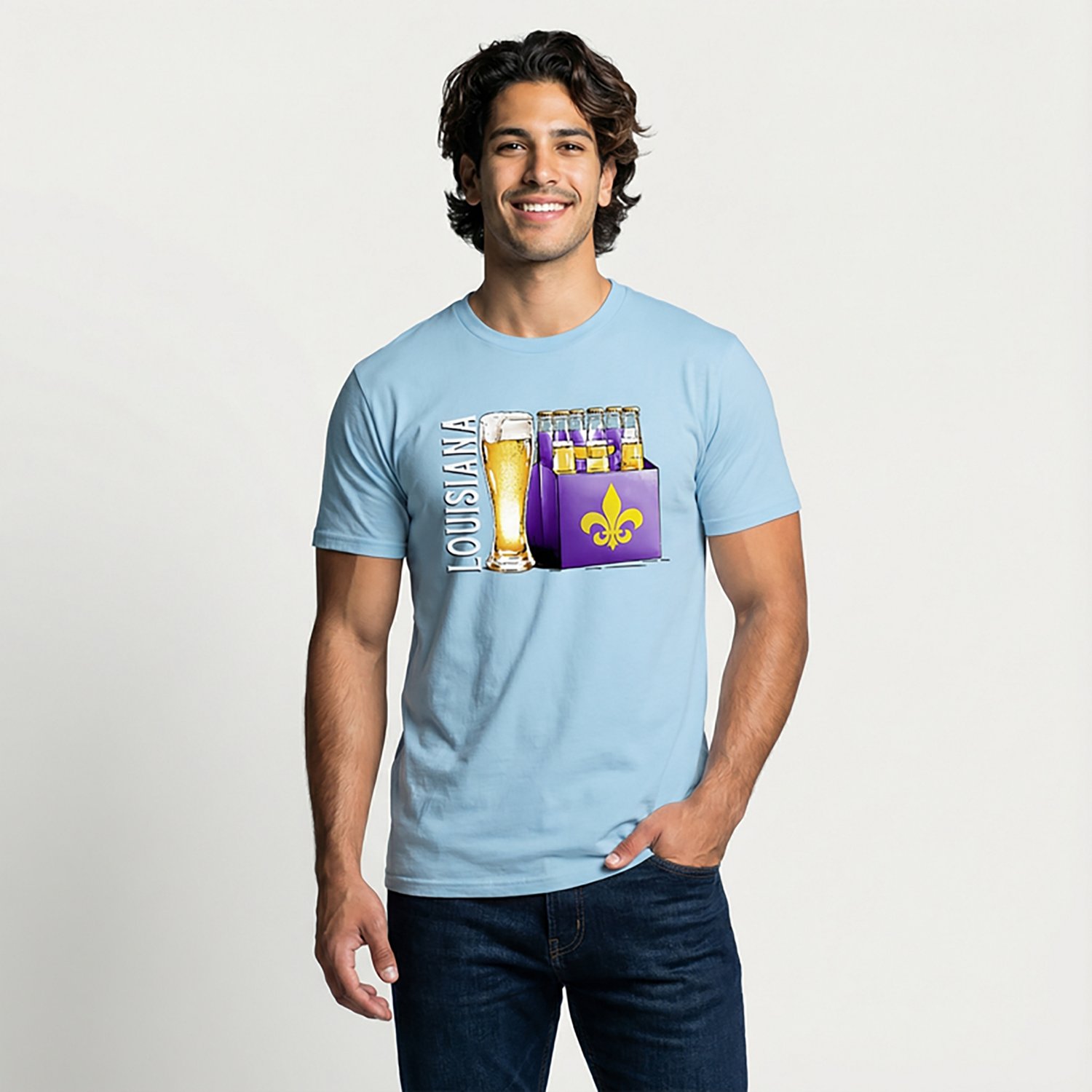 State Life Men's Louisiana Lager Beer Short Sleeve T-shirt - view number 2