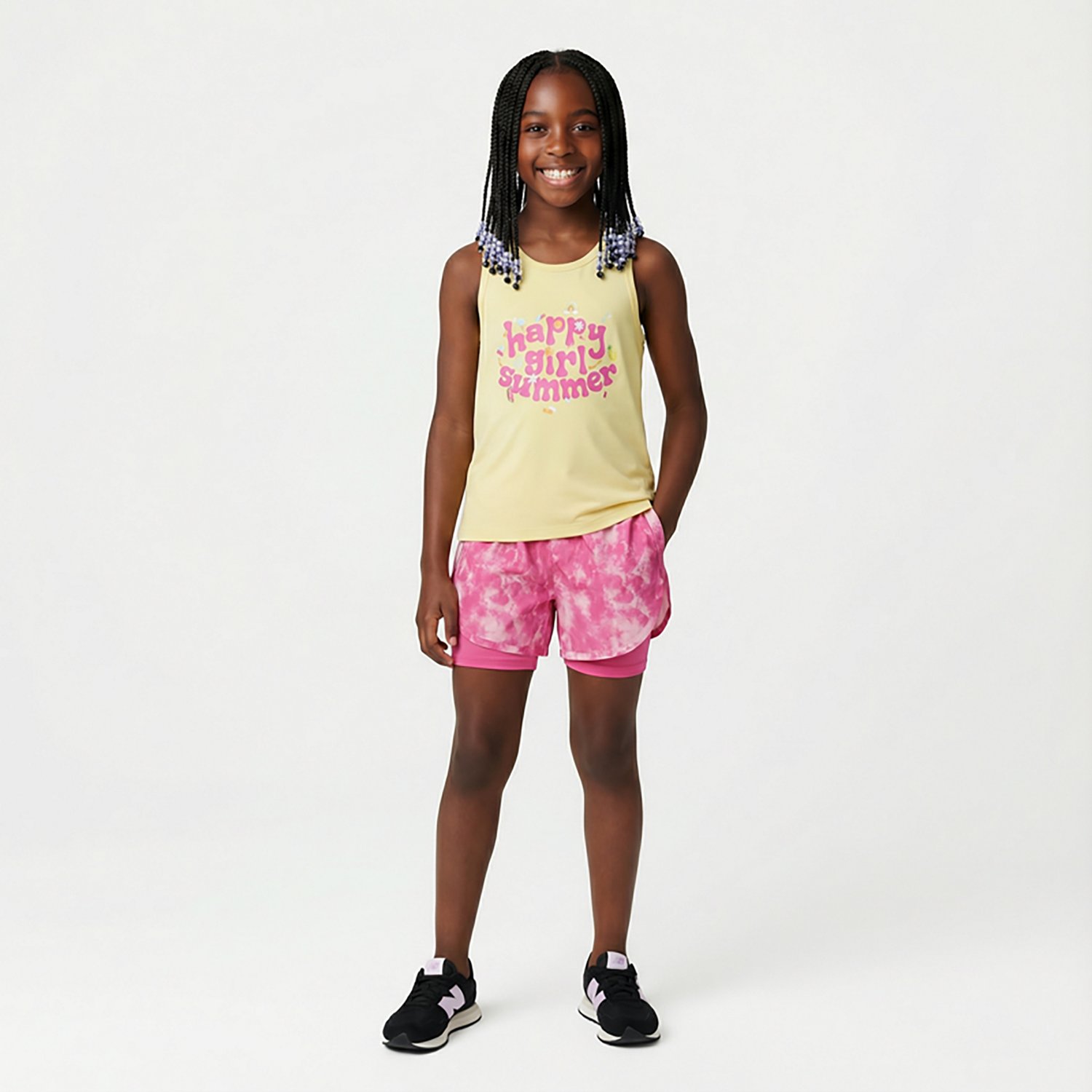 BCG Girls' (4-6X) 2Fer Happy Girl Tank Clothing Set