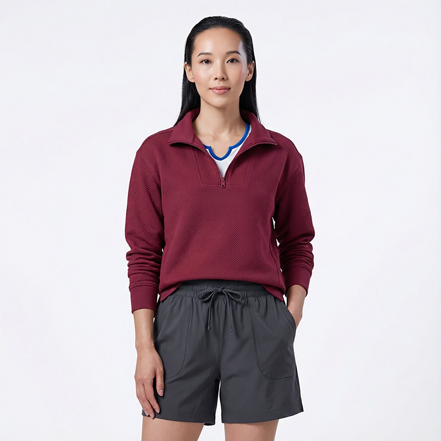 BCG Women's Quilted 1/4 Zip Pullover Top - view number 2