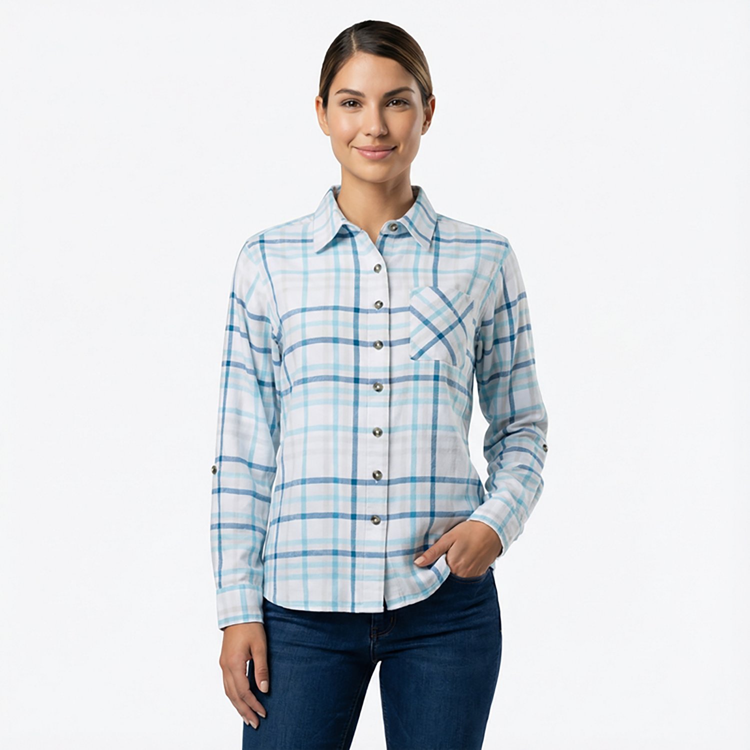 Magellan Outdoors Women's Willow Creek Plaid Long Sleeve Top - view number 2