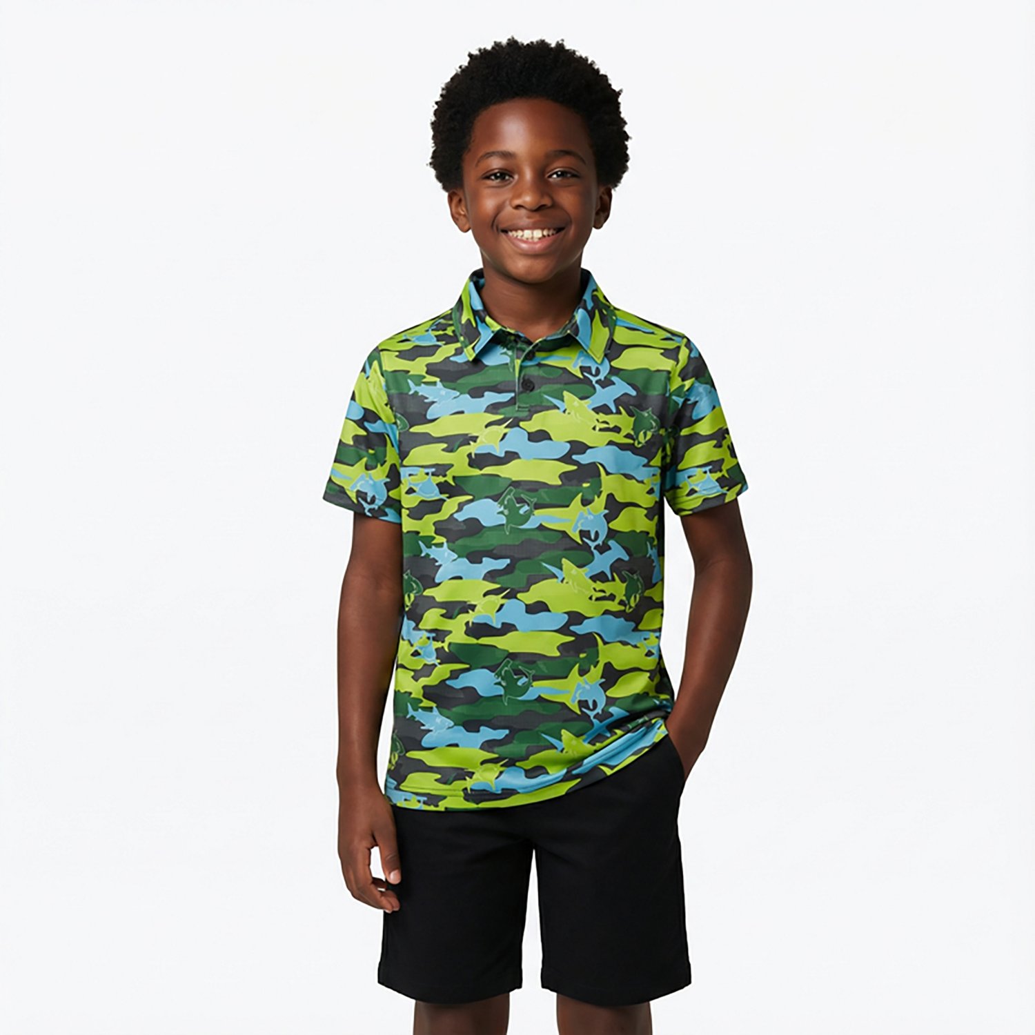 BCG Boys' Golf Shark Camo Short Sleeve Polo Shirt - view number 2