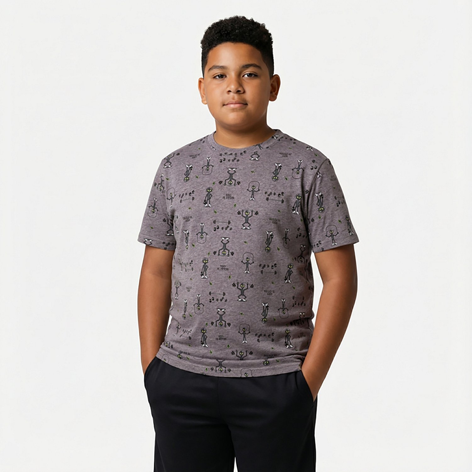 BCG Boys' 4-7 Lifestyle Work Out Alien Allover Print T-shirt - view number 2